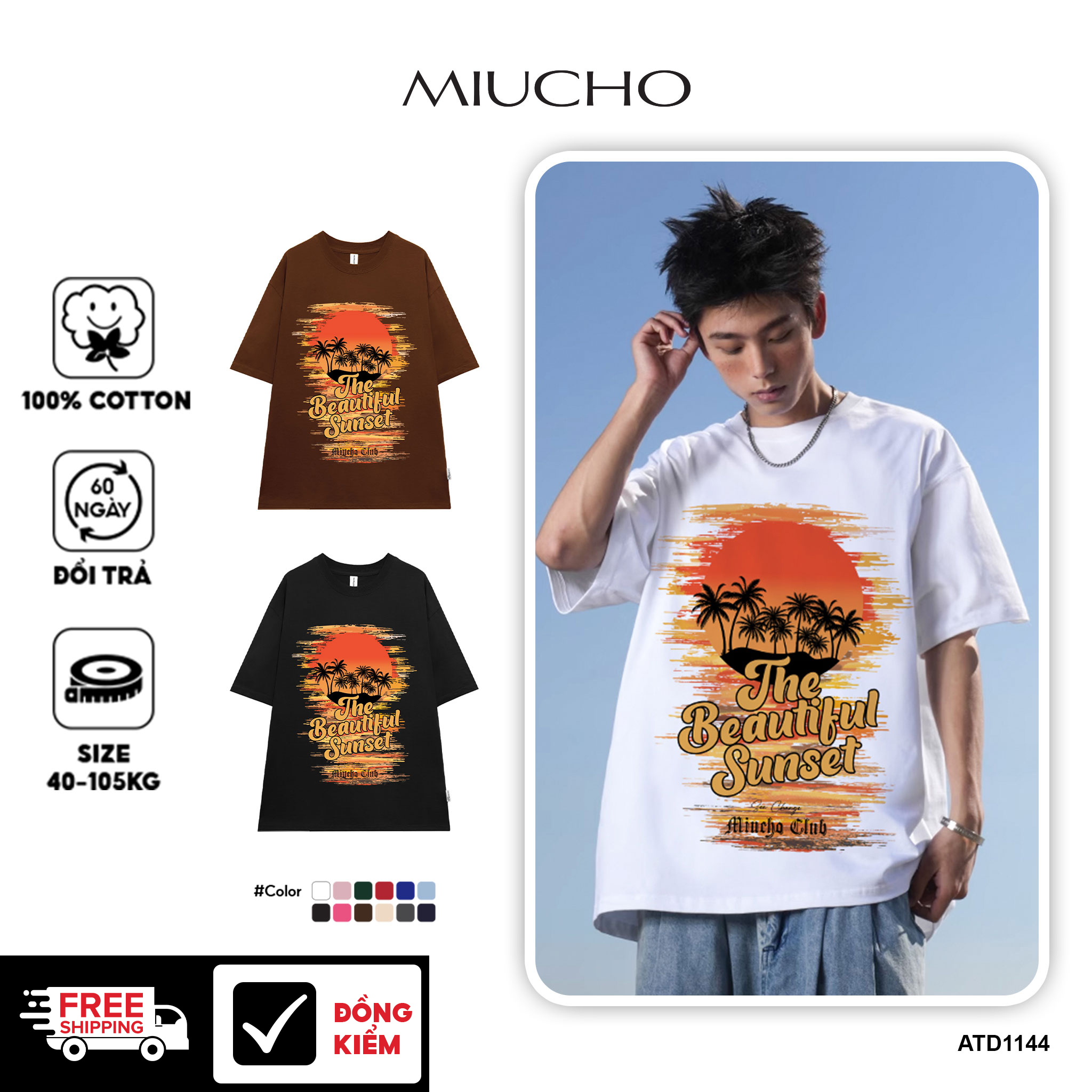 Áo thun nam local brand form rộng ATD1144 Miucho Man tay ngắn cổ tròn in mix BTS hè biển