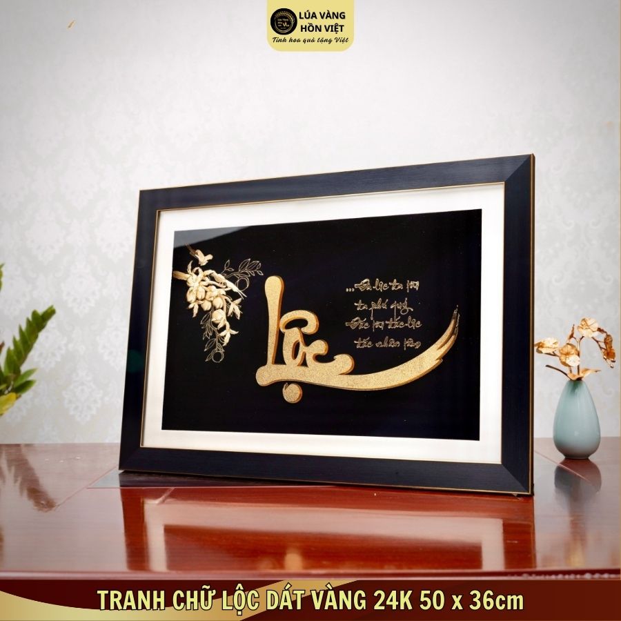 TRANH CHỮ LỘC DÁT VÀNG 24K 50x36cm_thumbnail_2