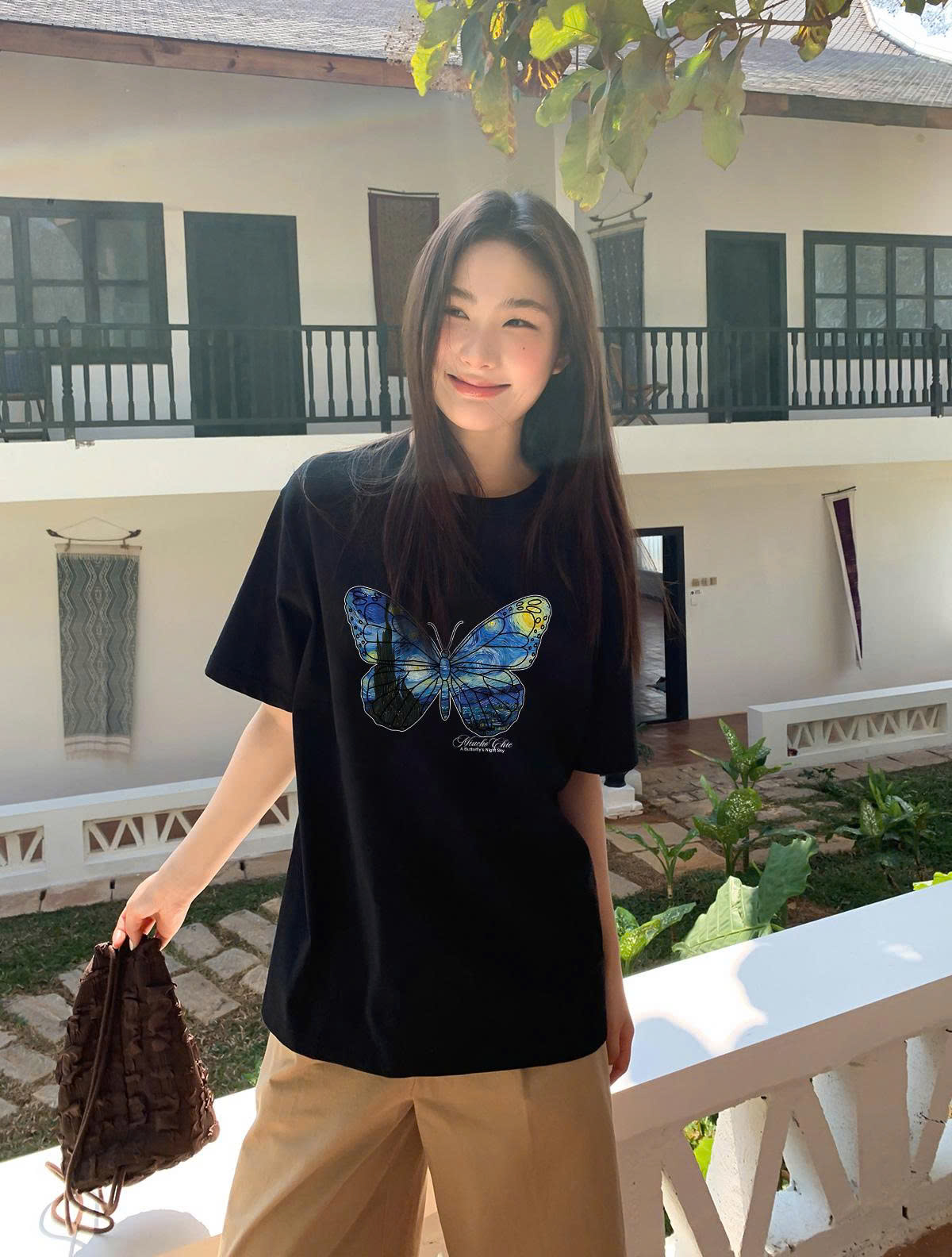 Áo thun nữ form vừa regular hình bướm ARD2342 Miucho vải cotton thoáng mát mềm mại co giãn_thumbnail_6