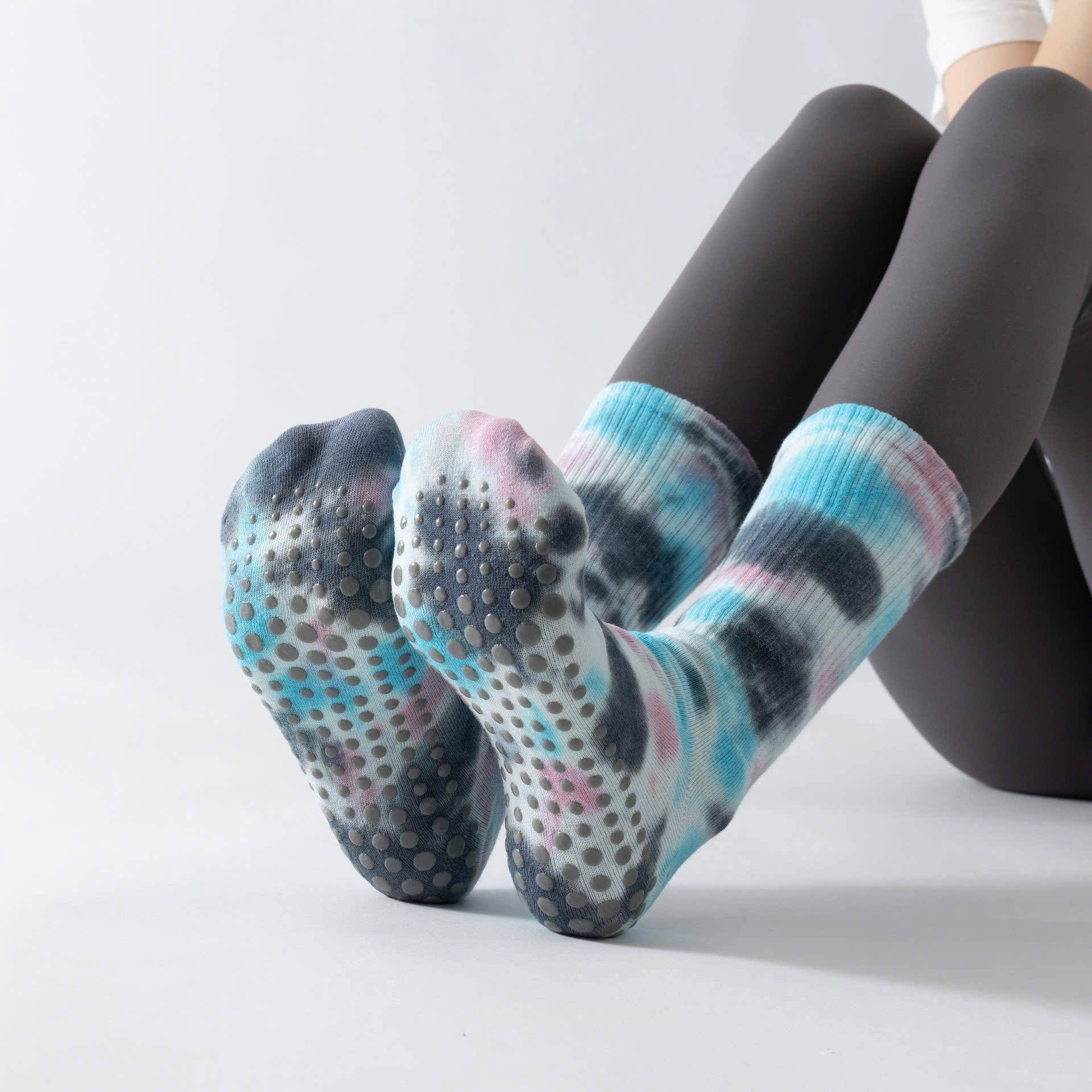 Vớ Yoga Nữ Cổ Cao, Tất Thể Thao Nữ Cotton Màu Loang Chống Trượt Thoáng Mát Co Dãn, Vớ Nữ Cổ Cao Yoga Cao Cấp_thumbnail_15