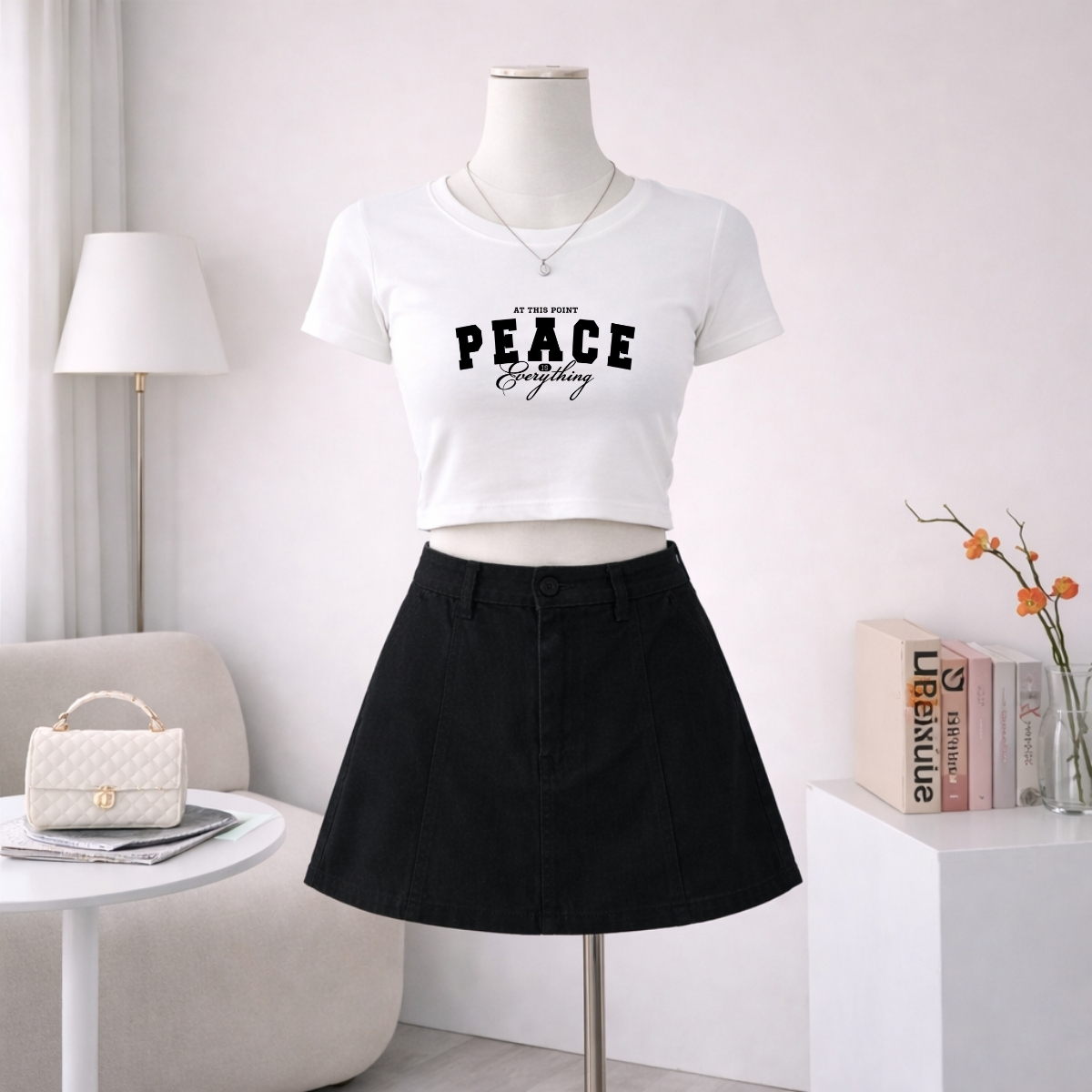 Áo croptop nữ chữ PEACH Everything dáng ôm chất thun cotton local brand WETEE - WC1166
