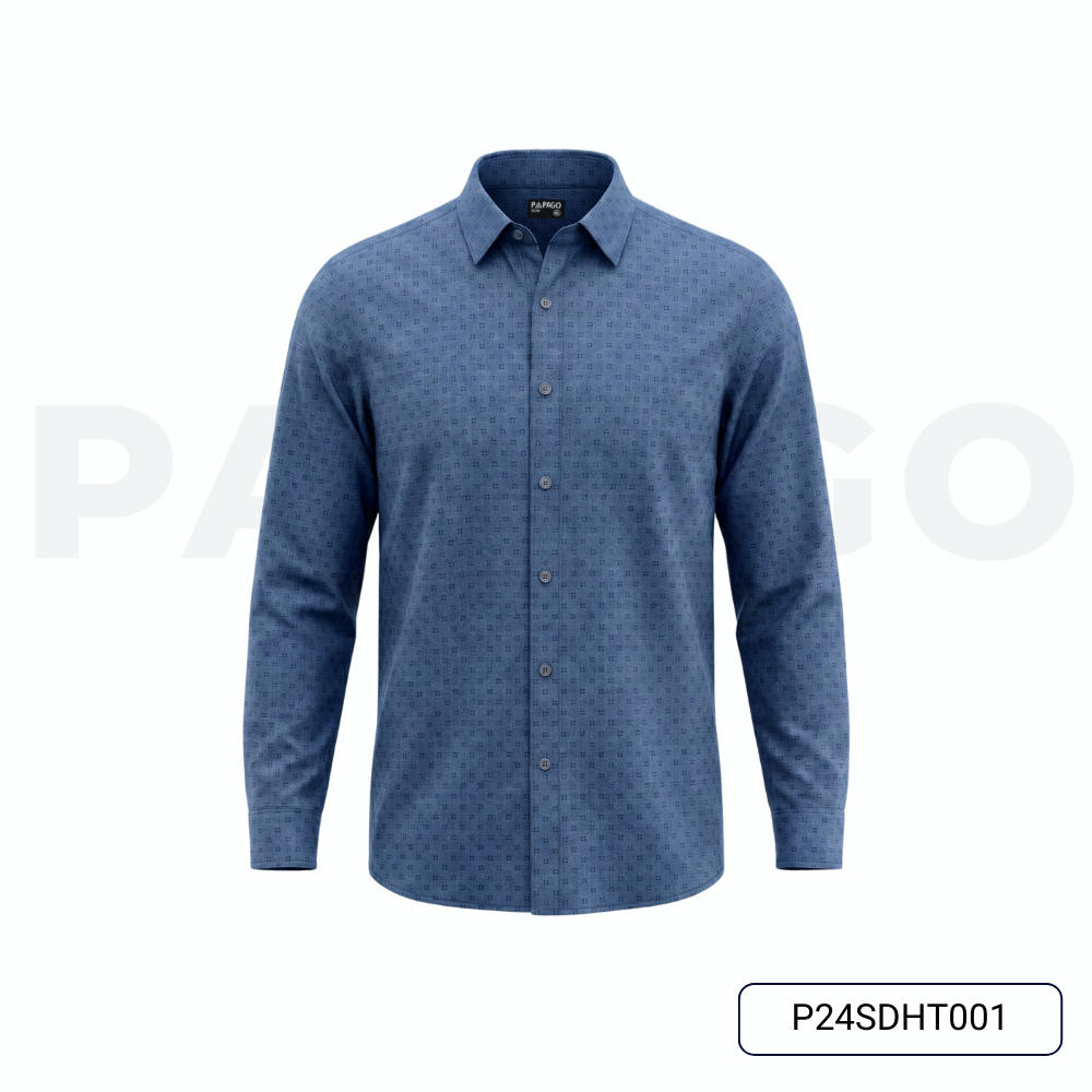 Áo sơ mi nam trung niên PAPAGO tay dài lai bầu vải xô đũi in họa tiết - P24SDHT001_thumbnail_7