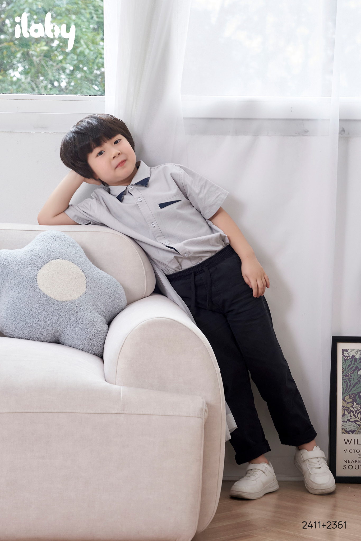 Áo sơ mi regular phối lá cổ kiểu_thumbnail_3