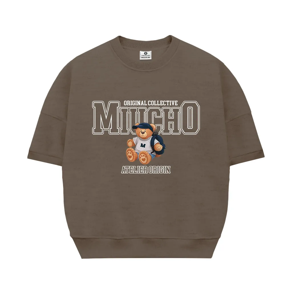 Áo sweater nữ boxy tay ngắn Miucho nỉ 2 da dày dặn thoáng mát cổ tròn hình gấu bông dễ thương 2632_thumbnail_10