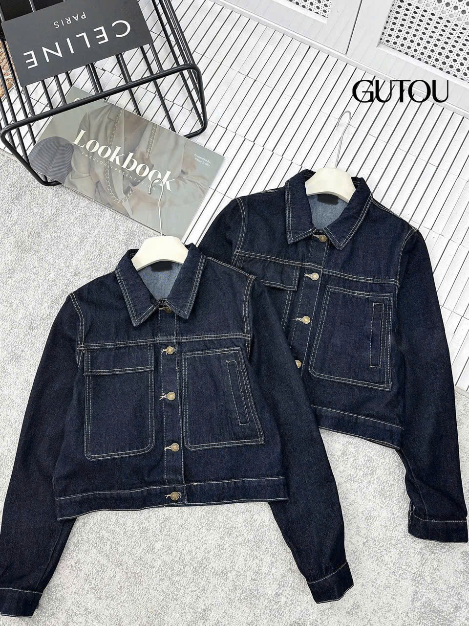 [ GUTOU ] Áo Khoác Jean Denim Túi Hộp_thumbnail_8