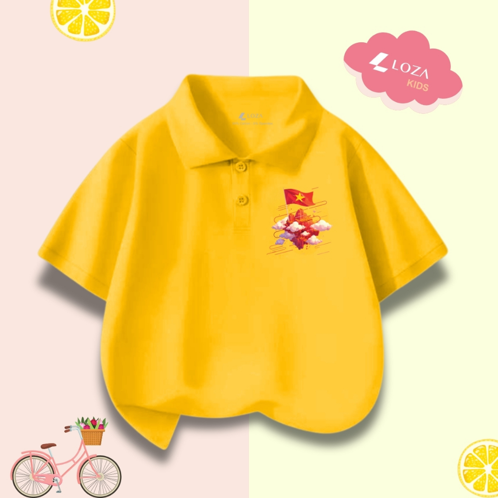 Áo polo trẻ em in hình 