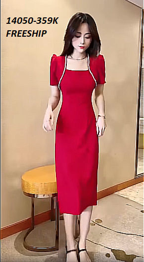 14050-Đầm suông cổ vuông tay ngắn phối viền kim tuyến (thun pc)FREESHIP_thumbnail_1