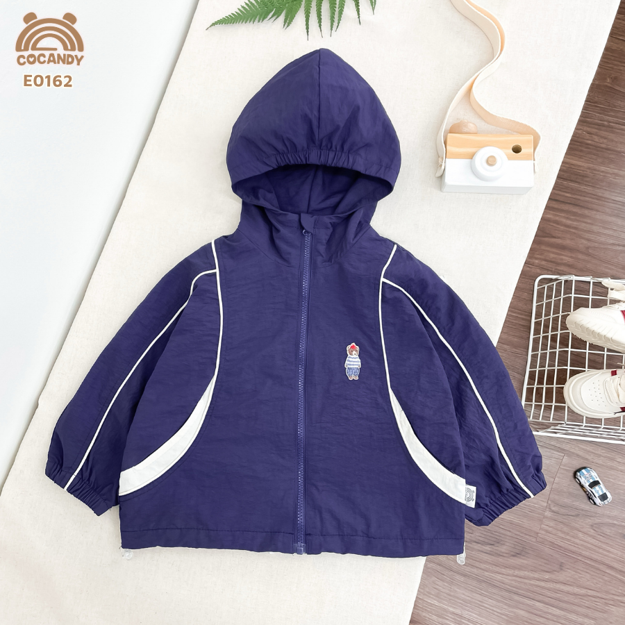 Áo khoác gió XANH THAN phối nẹp be nhỏ