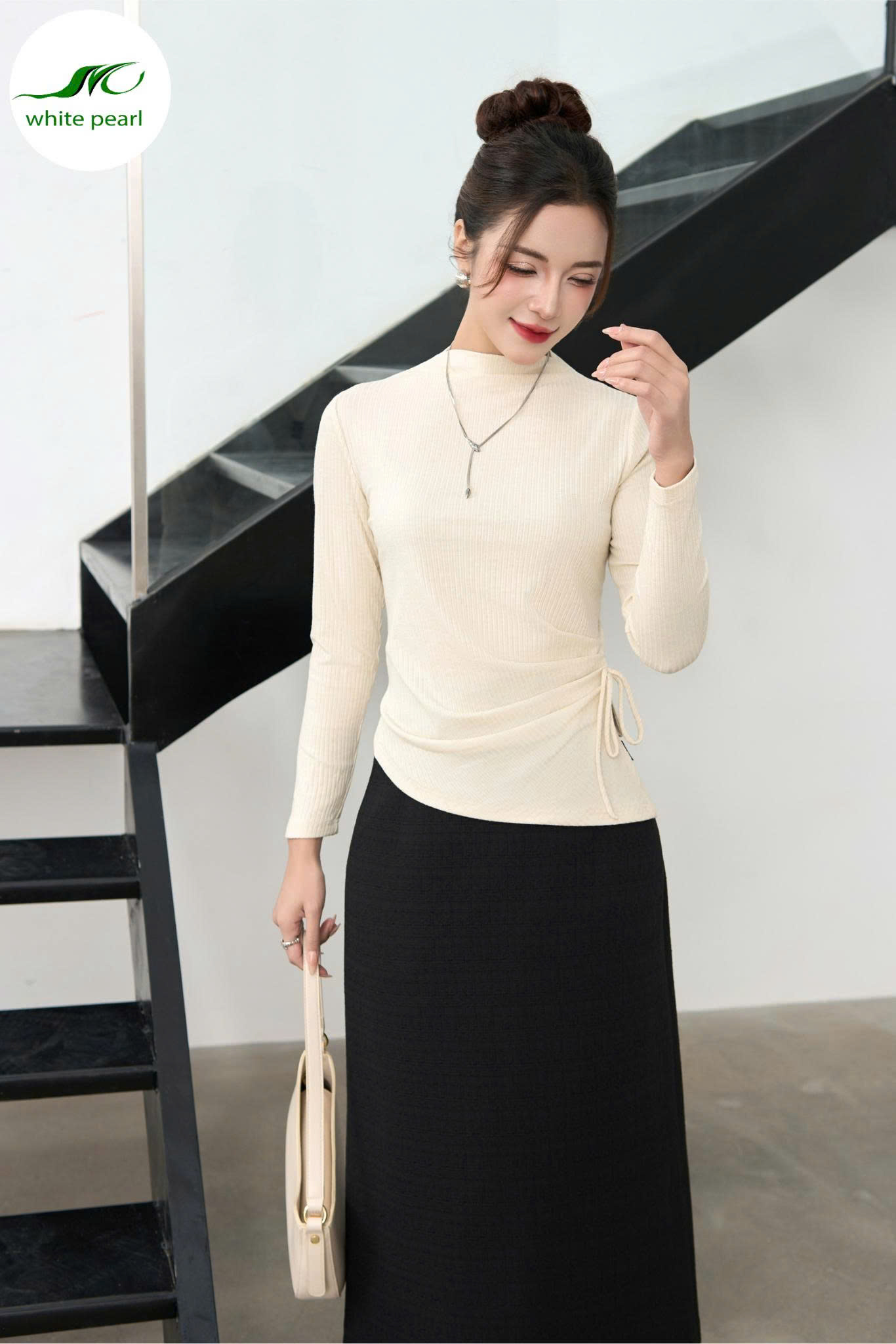 Áo thun dún eo Thời Trang Công Sở Nữ White Pearl_thumbnail_2