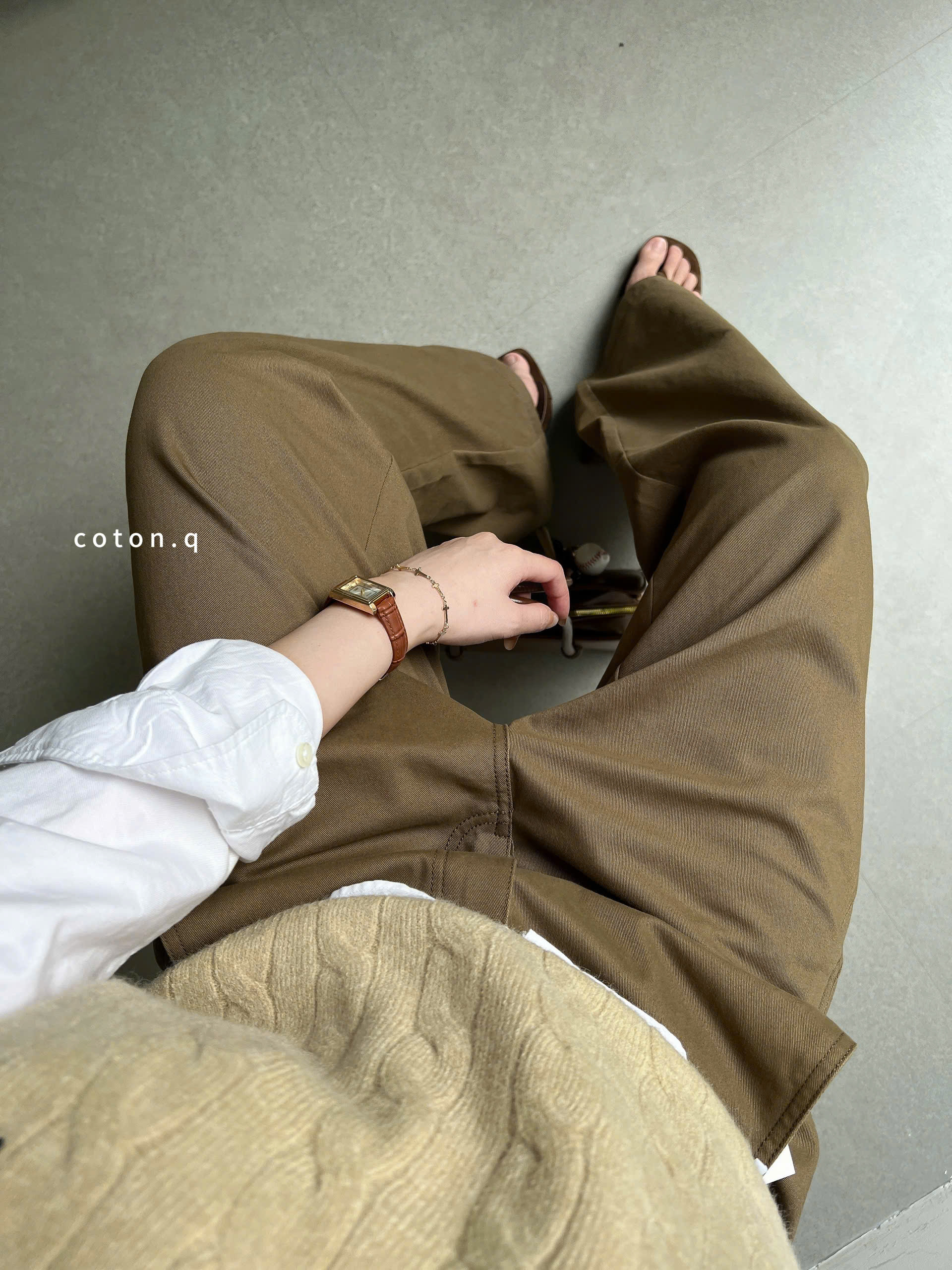 Quần dài nữ Coton Q suông nâu_thumbnail_10
