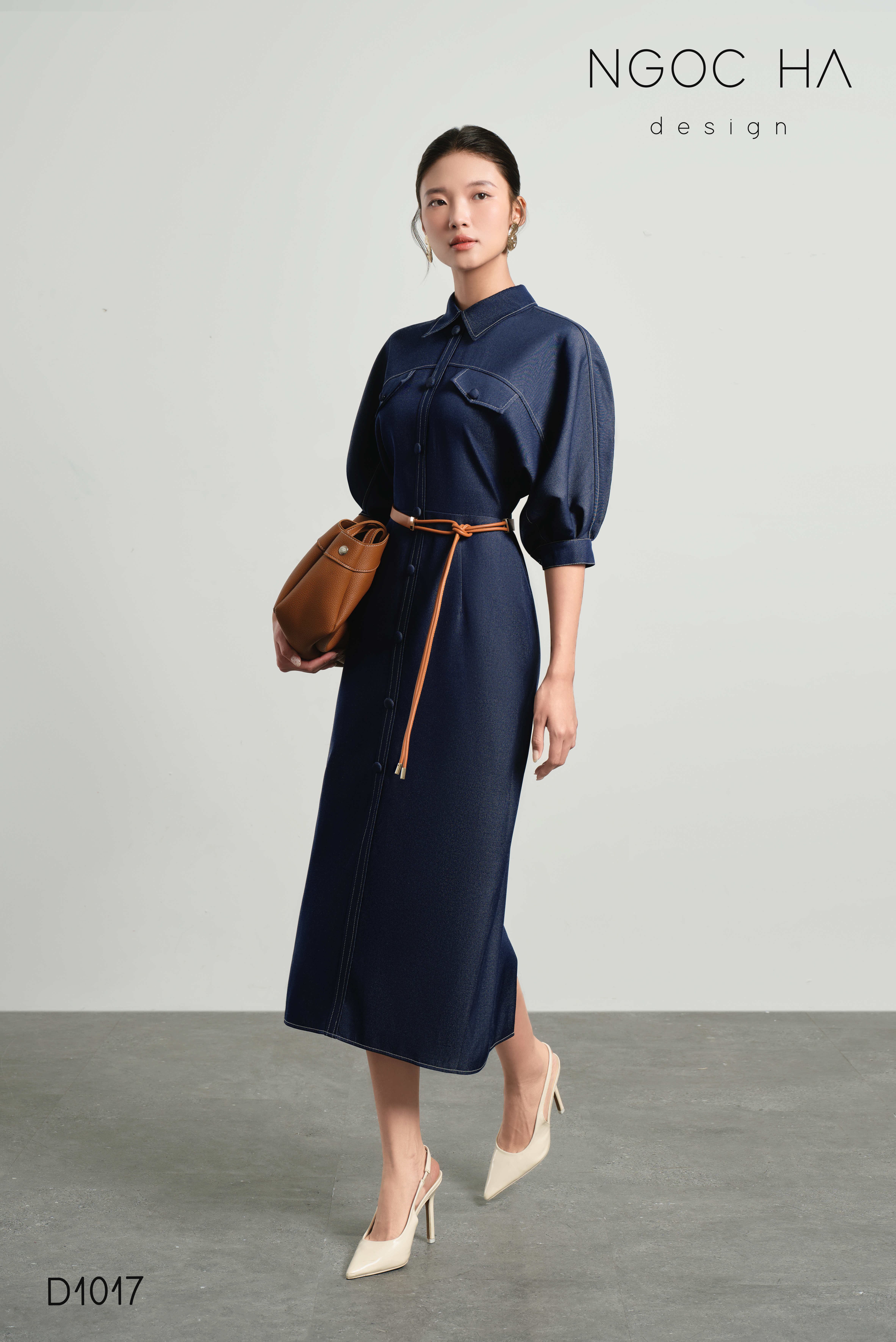 Charles Dress_ Đầm Bò Vai Rớt Màu Xanh D1017_thumbnail_4