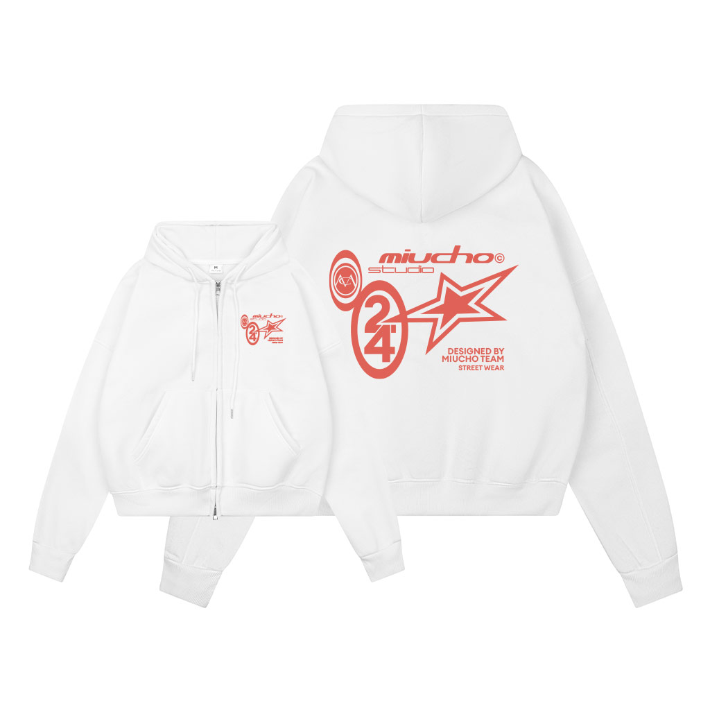 Áo hoodie zip local brand form boxy HXD1575 Miucho vải nỉ bông dày dặn khóa kéo in typography_thumbnail_3