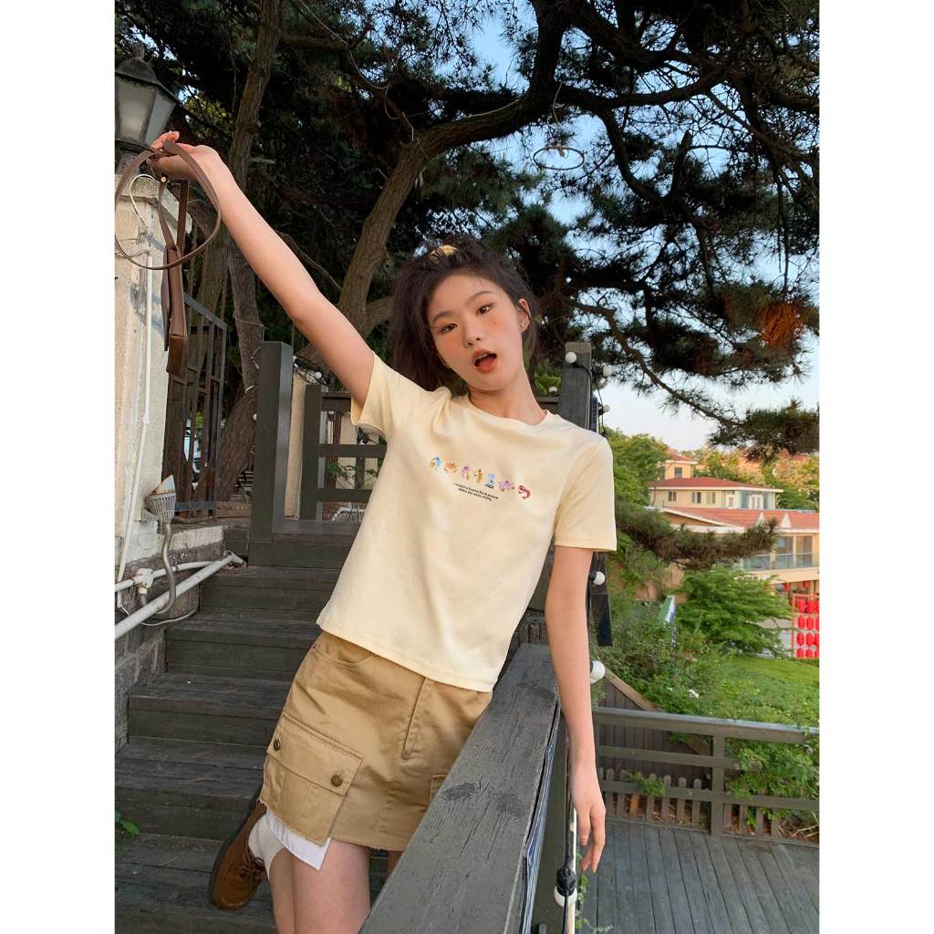 Áo thun baby tee form ôm mùa hè năng động ABD1022 Miucho tay ngắn Cổ tròn hotrend in mix_thumbnail_5