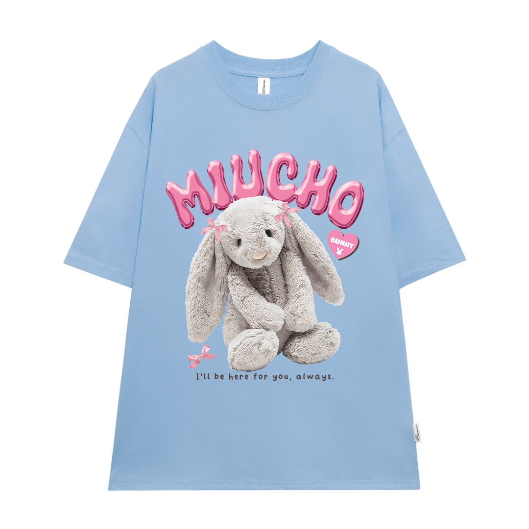 Áo thun thỏ Bunny form rộng local brand ATD1248 Miucho tay ngắn vải cotton co giản cổ tròn in mix_thumbnail_13
