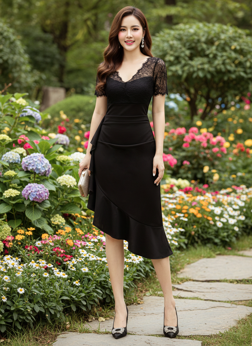 Đầm body đuôi cá phối ren_thumbnail_2