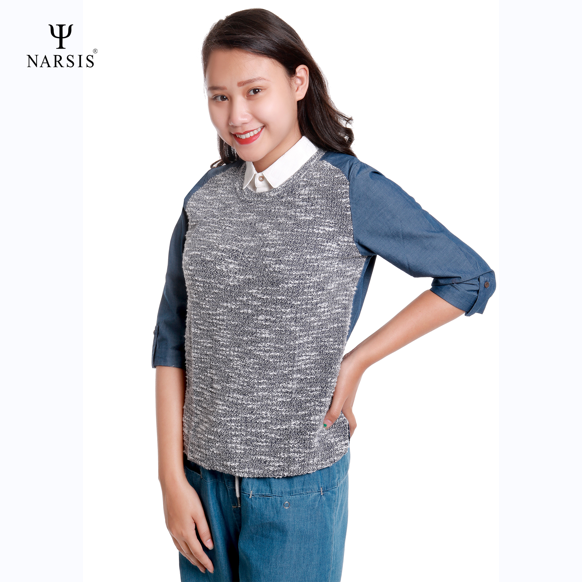 CỔ ÁO SƠ MI GIẢ NỮ - TRẮNG L9009 NARSIS CHẤT LIỆU THOÁNG MÁT, DỄ CHỊU, THOẢI MÁI CẢ NGÀY, DỄ VẬN ..._thumbnail_3