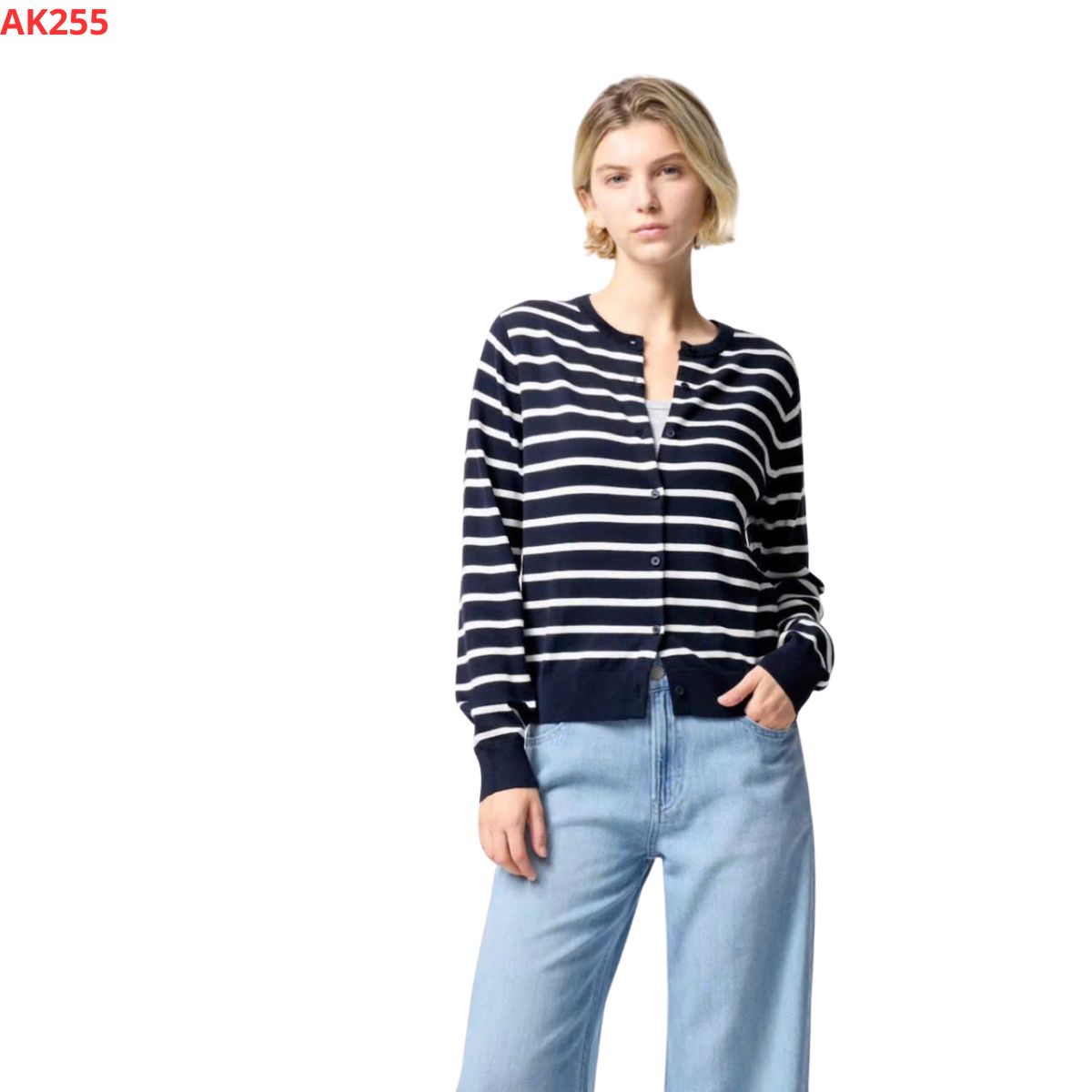 AK255- Áo khoác len sọc