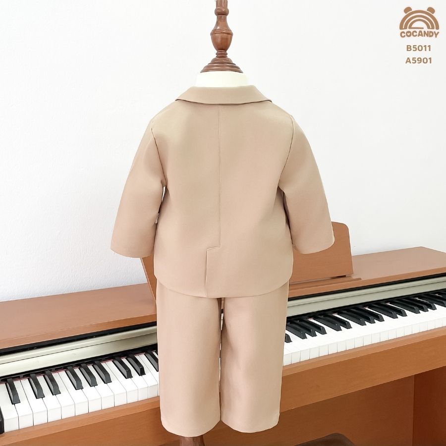 Bộ vest dài NÂU công tử phối nẹp be đôi_thumbnail_1