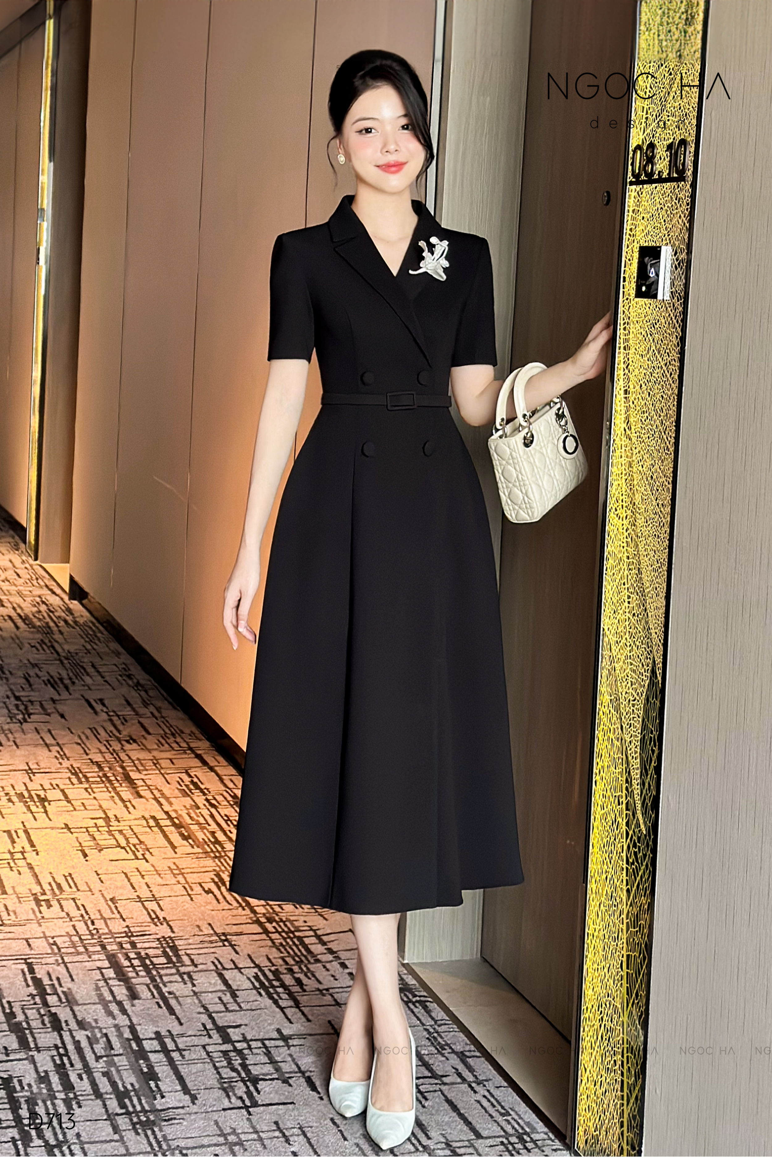 Irene Dress - Đầm Vest Dáng Xòe Kèm Đai D713_thumbnail_2