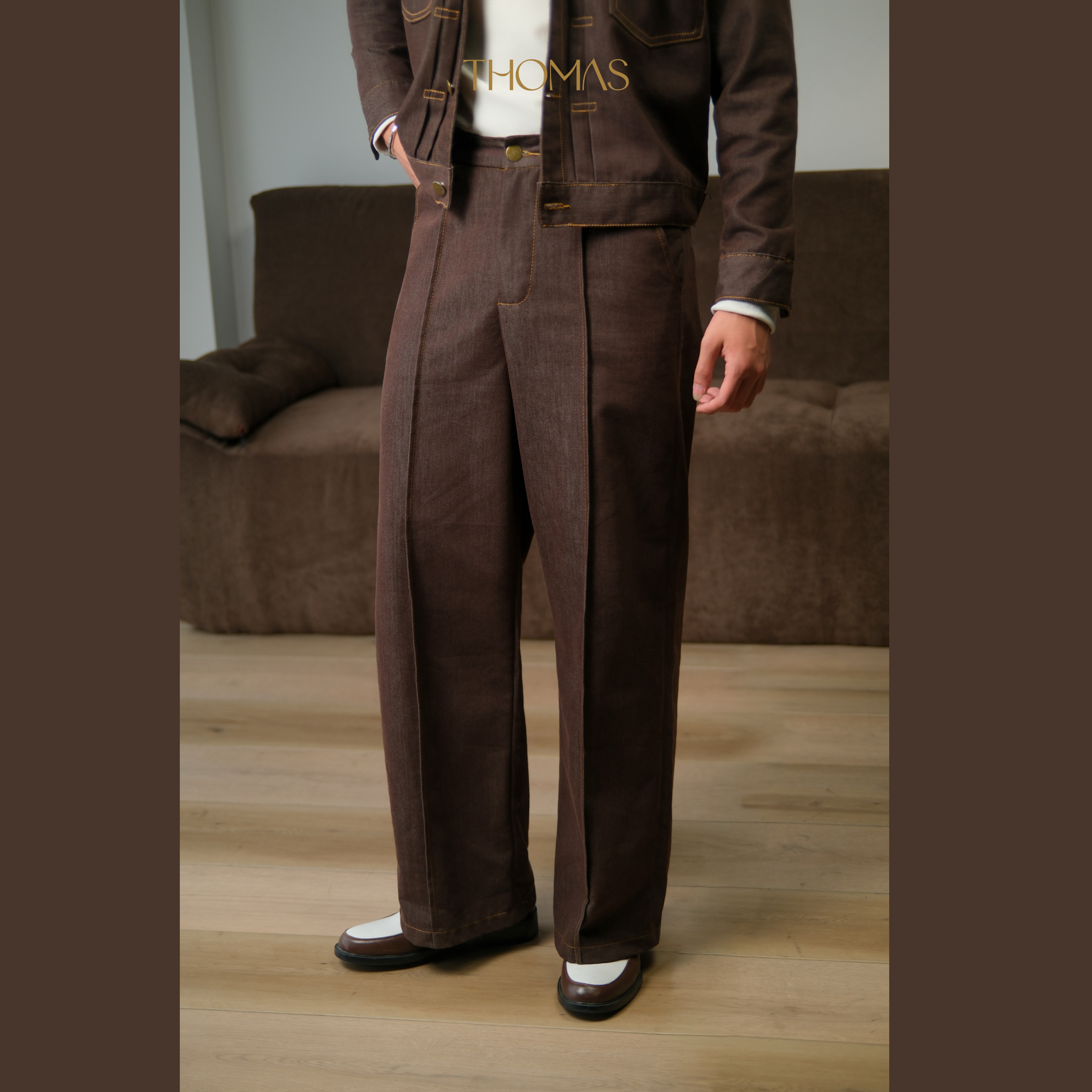 Quần Dài Faded Ink Vải Denim Form Straight