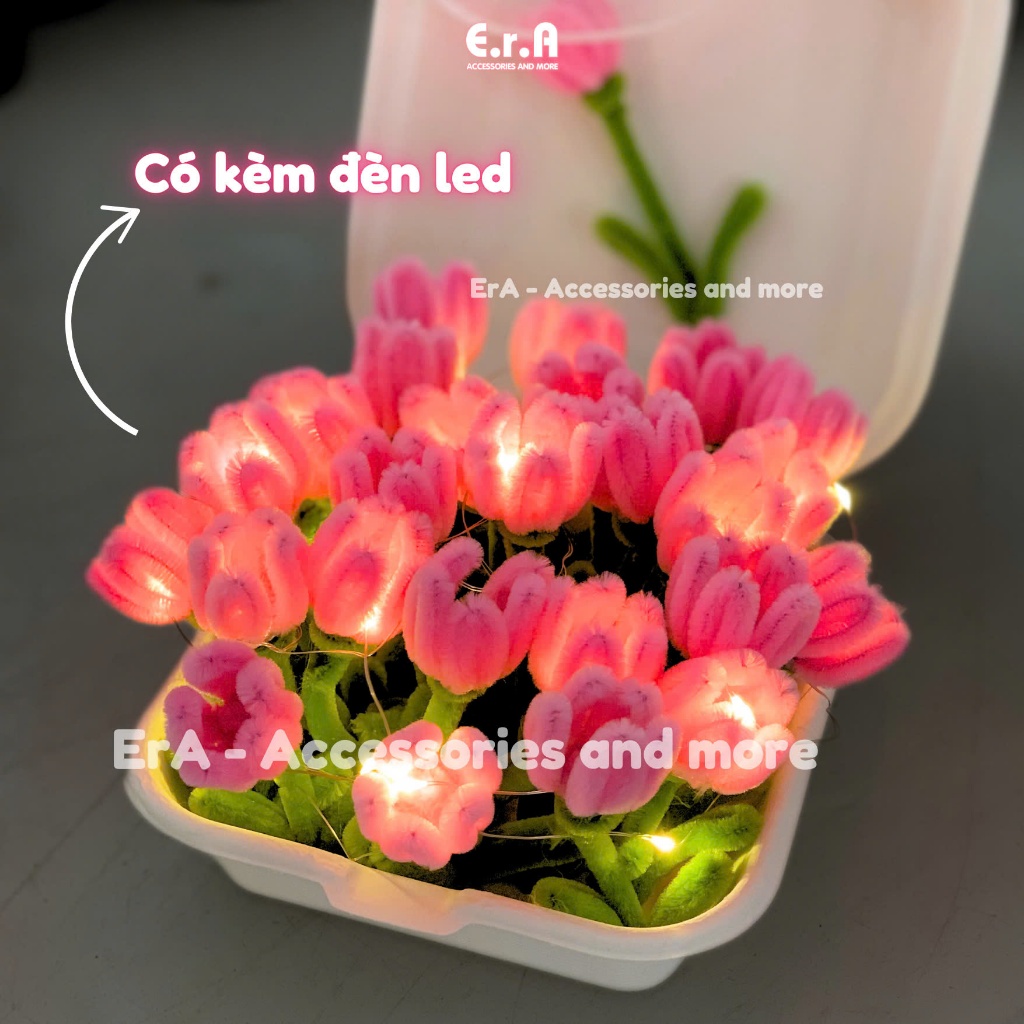 Set làm Hộp hoa tulip kẽm nhung mini