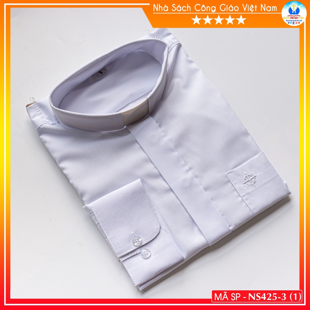 Áo Sơ Mi cổ côn linh mục dài tay NS425-3 Quà tặng  Lễ quan thầy, truyền chức, sinh nhật cha xứ