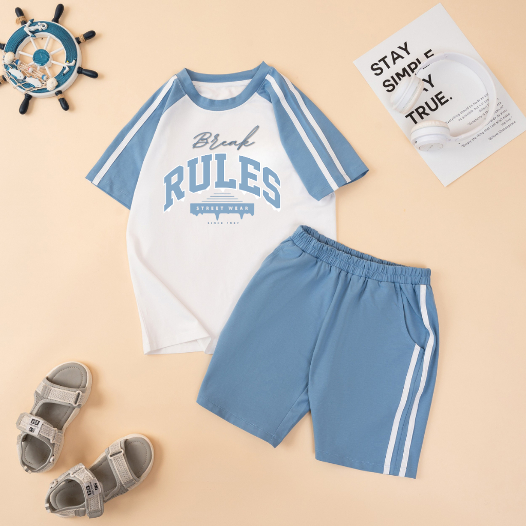 Set bộ bé trai, bé gái phối viền hình RULES - Loza Kids BF614_thumbnail_2
