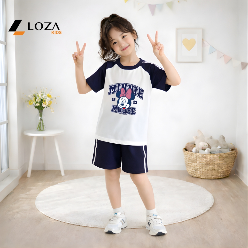 Đồ bộ bé gái phối viền hình MINNIE MOUSE  - Loza Kids BF625