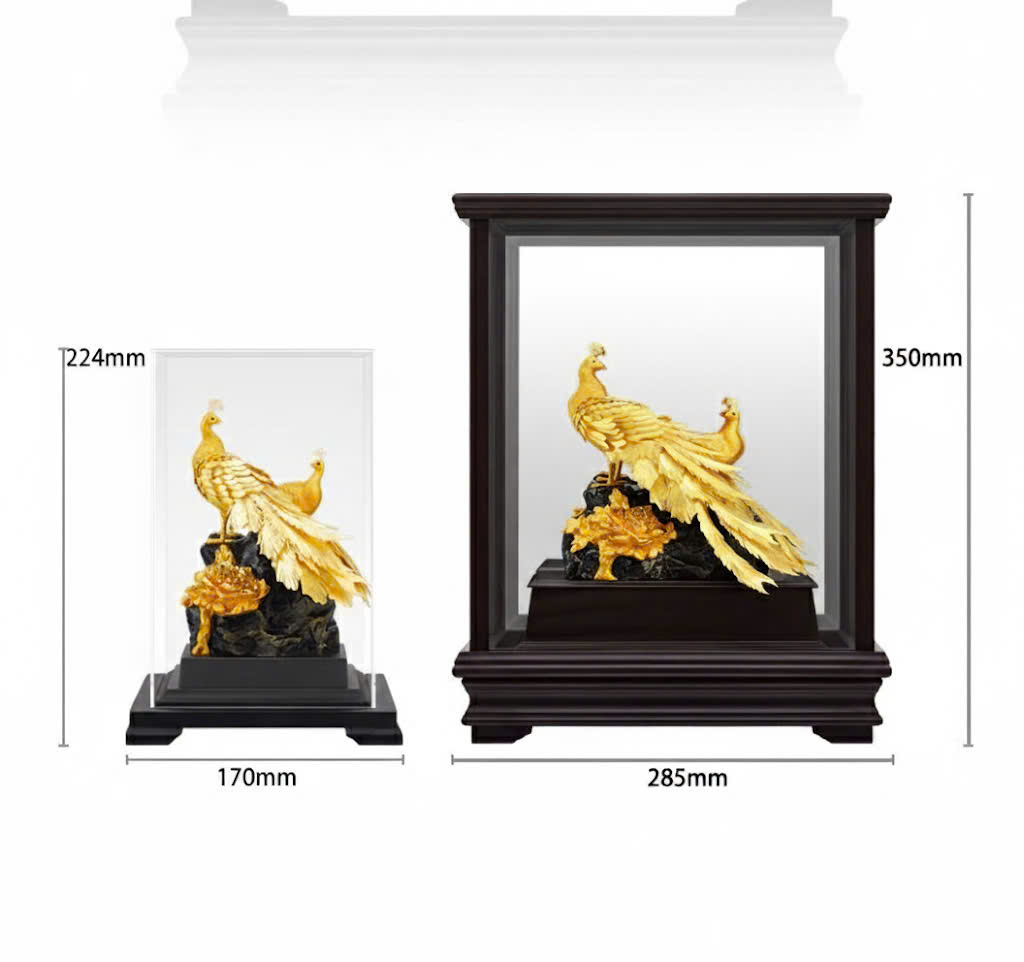 Qùa tặng hộp đôi chim công mạ dát vàng 24k KT 22CM X 17CM _thumbnail_4