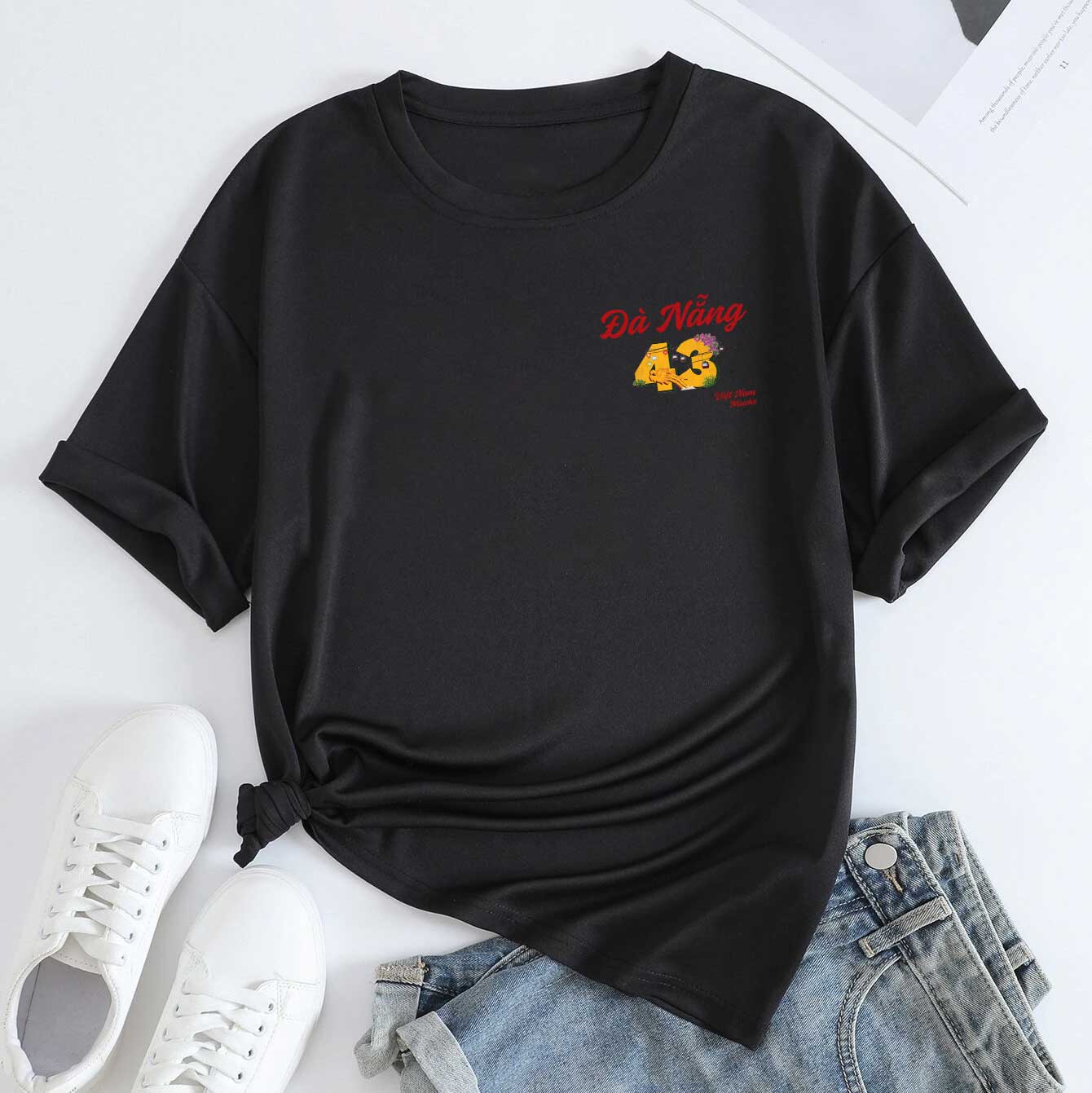 Áo thun nữ du lịch Đà Nẵng form vừa regular thoáng mát ARD1300 Miucho Chic in mix_thumbnail_8