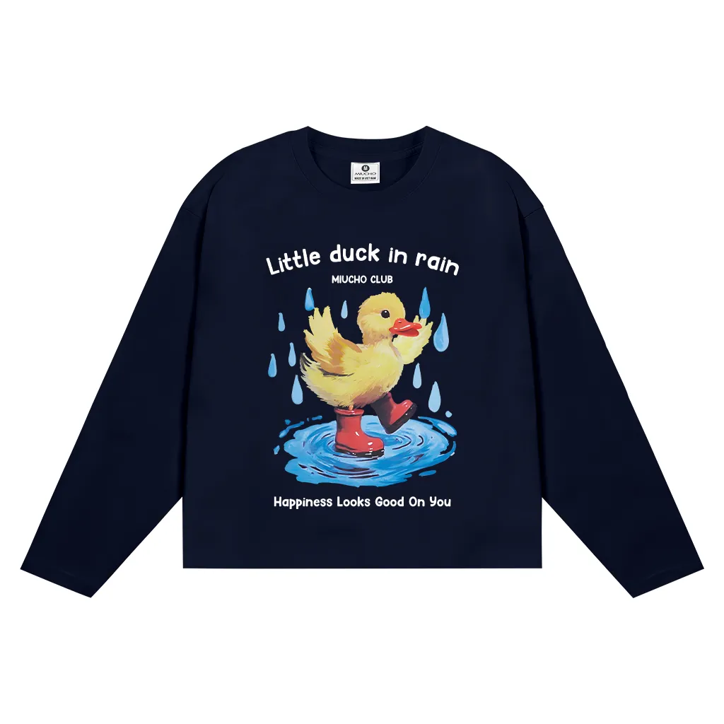 Áo thun boxy tay dài Miucho cotton co giãn 2 chiều thoáng mát cổ tròn hình Duck in mix 2655_thumbnail_9