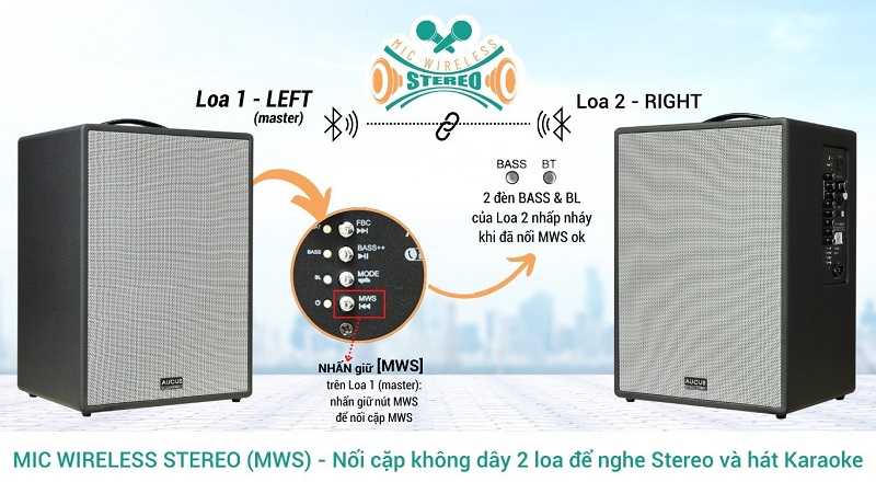 loa aucus acnos x500 ghép đôi 2 loa