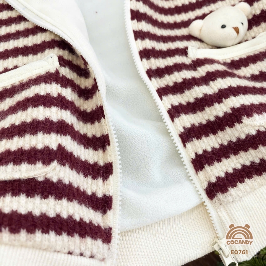 Áo khoác len dài kẻ ĐỎ mũ chóp_thumbnail_3