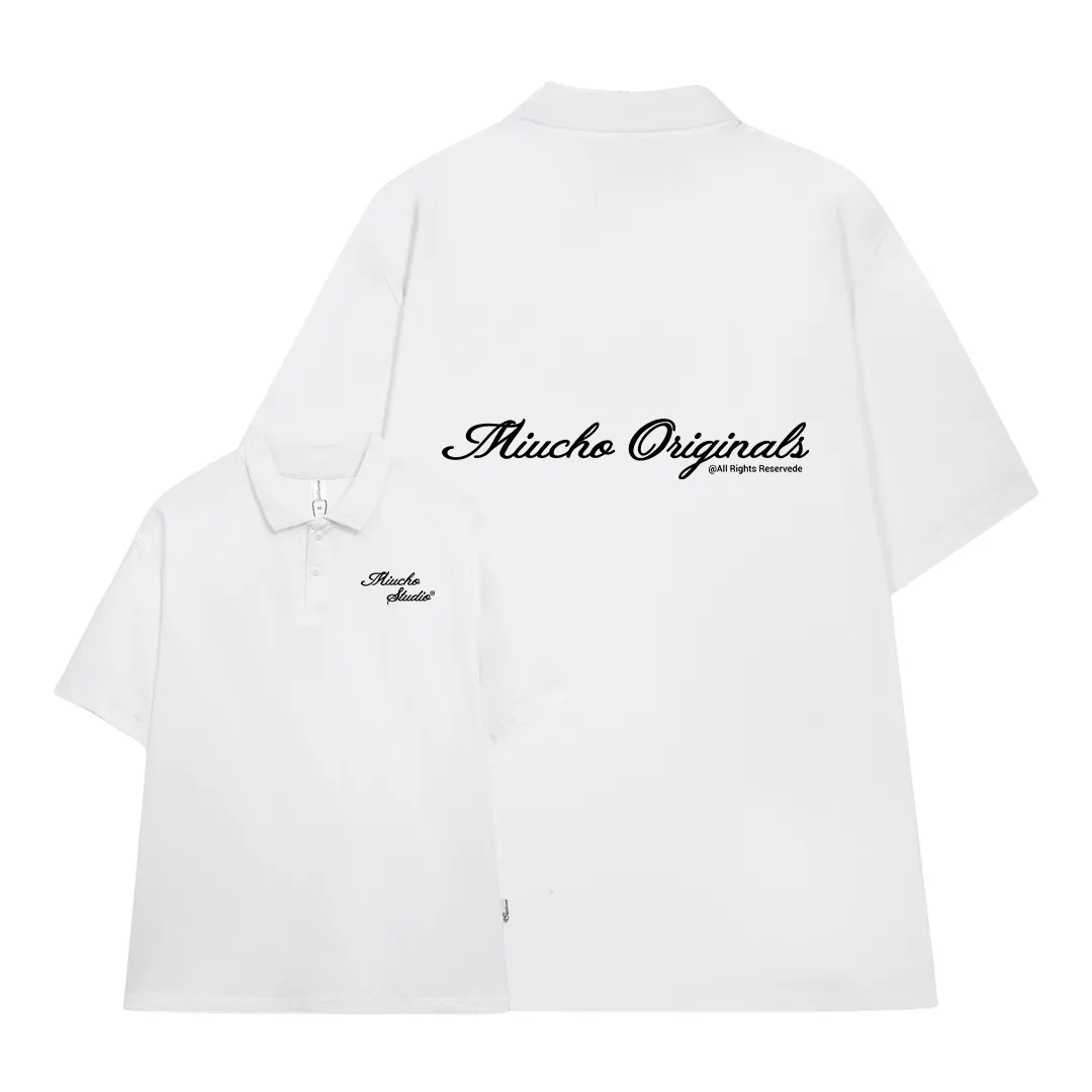 Áo polo unisex form oversize 2484 Miucho tay ngắn cổ trụ vải cotton thoáng mát cao cấp in typography_thumbnail_0