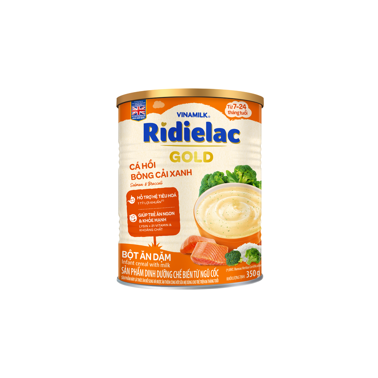 Bột ăn dặm Ridielac gold 350g cá hồi bông cải xanh