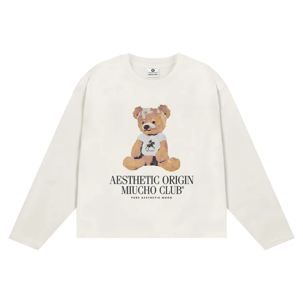 Áo thun boxy nữ tay dài hình gấu bông 2639 Miucho chuẩn form cá tính vải cotton thoáng mát in mix_thumbnail_9