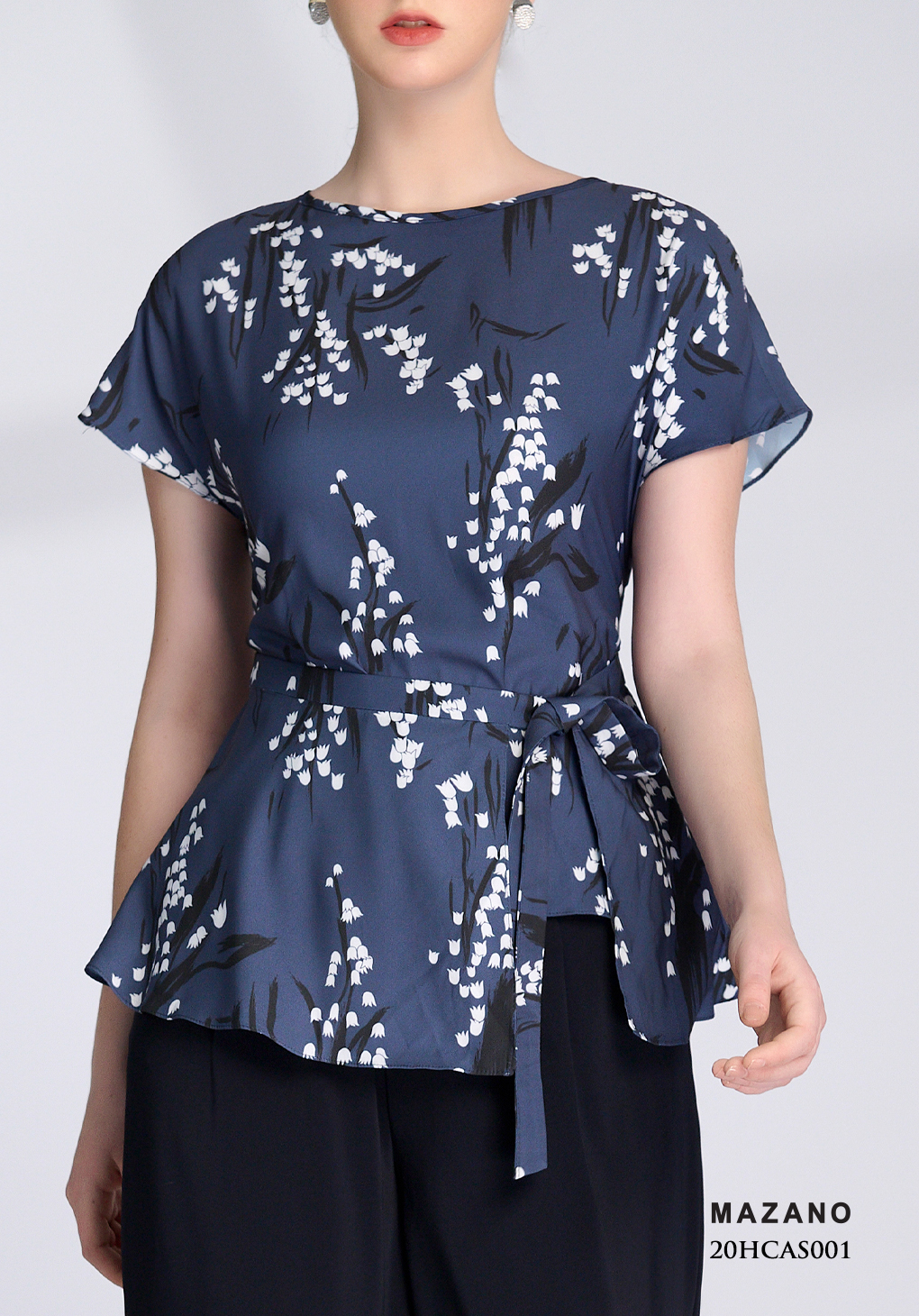 Áo lụa mullet xanh họa tiết thắt đai_thumbnail_5