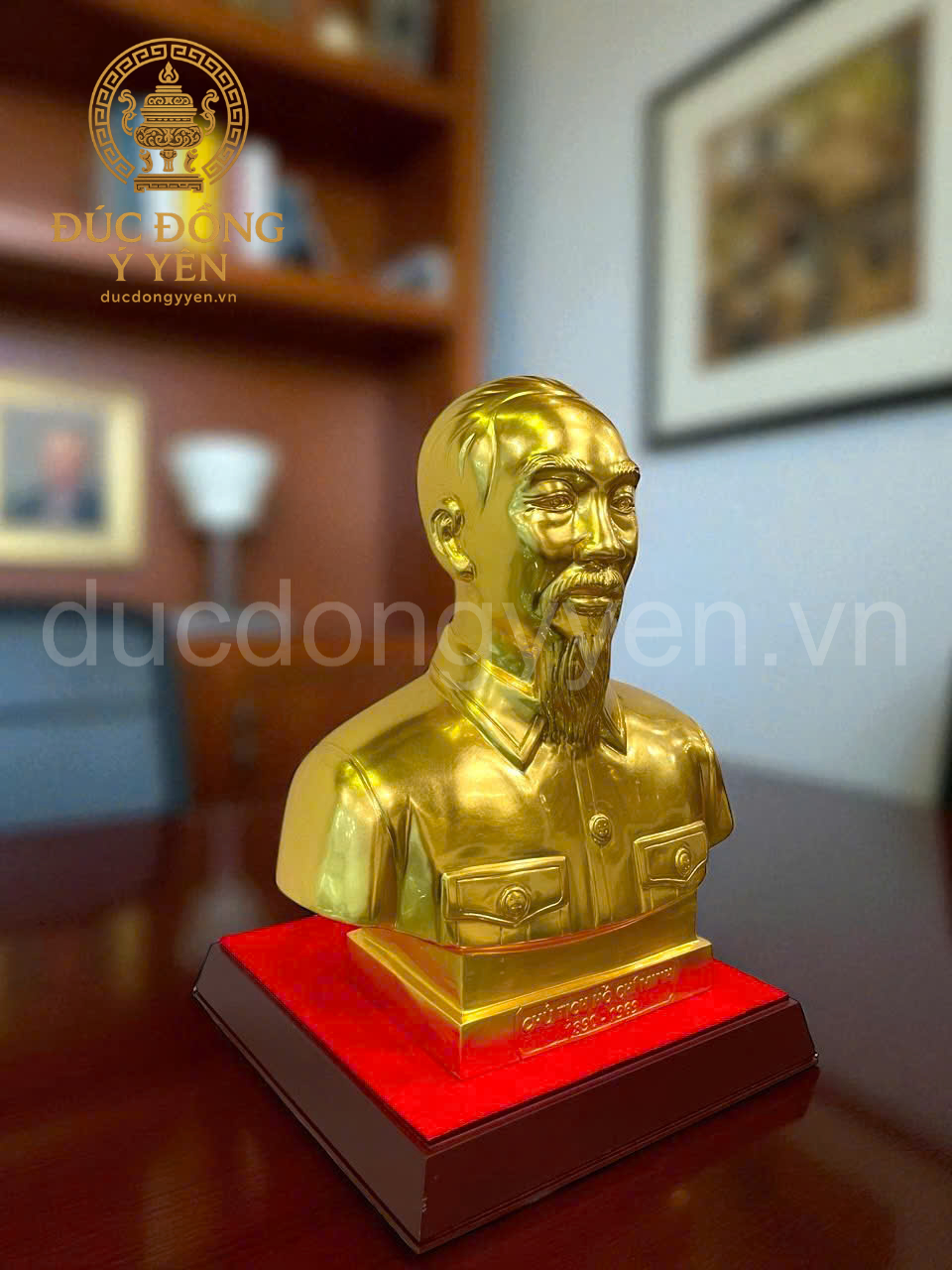 Tượng bác hồ bán thân đúc đồng đỏ thiếp vàng _thumbnail_1