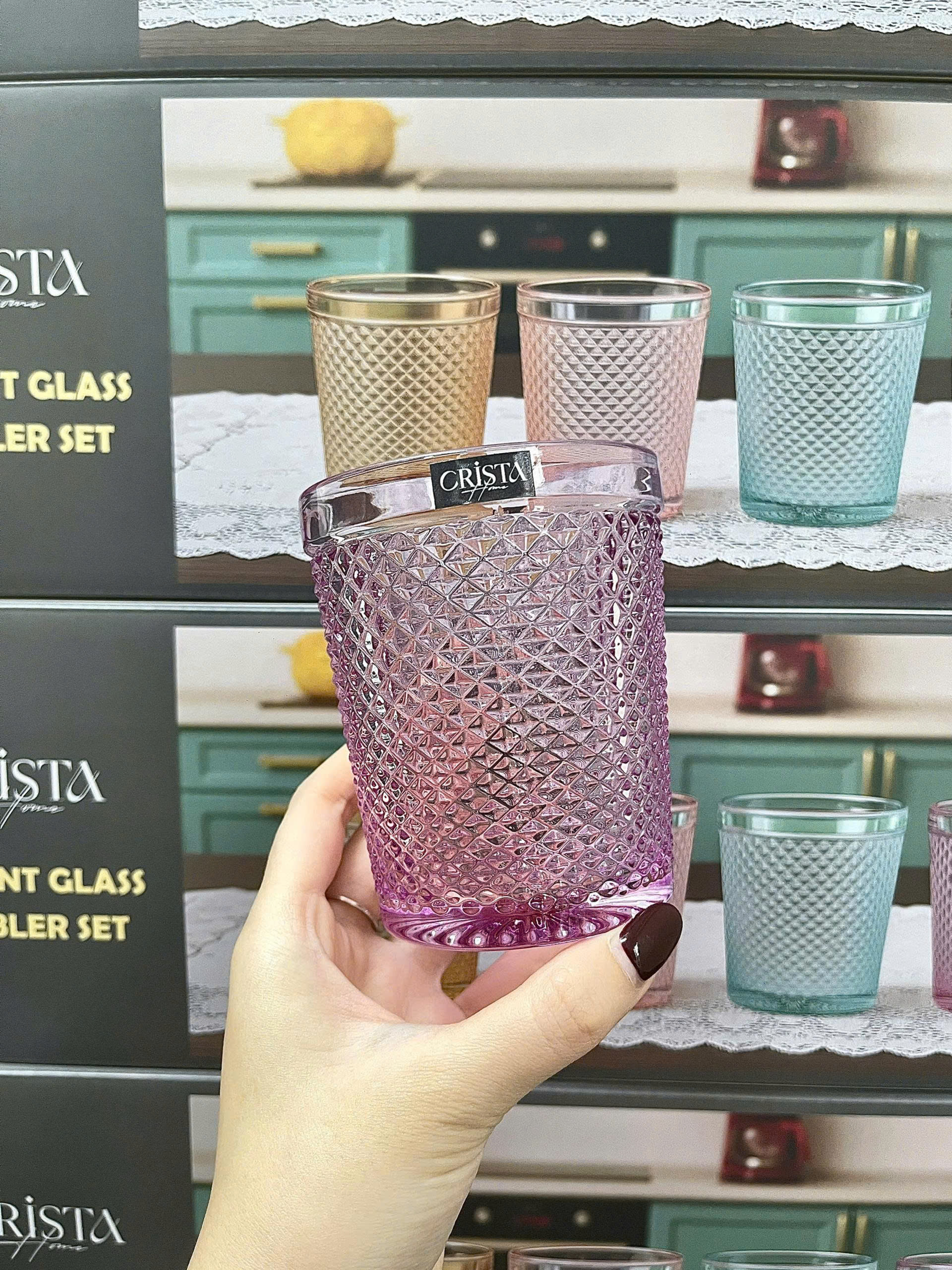 Bộ 4 cốc thủy tinh CRISTA HOME  vân kim cương 300ml_thumbnail_17