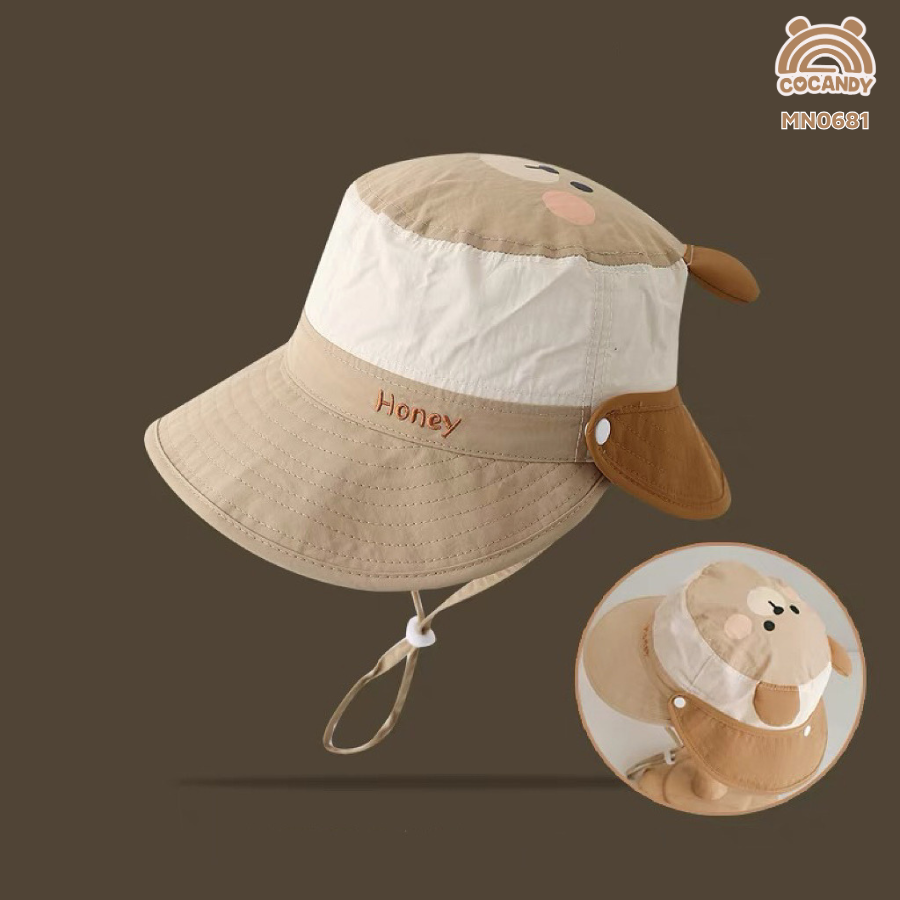 Mũ chống nắng gấu BE phối BE NHẠT