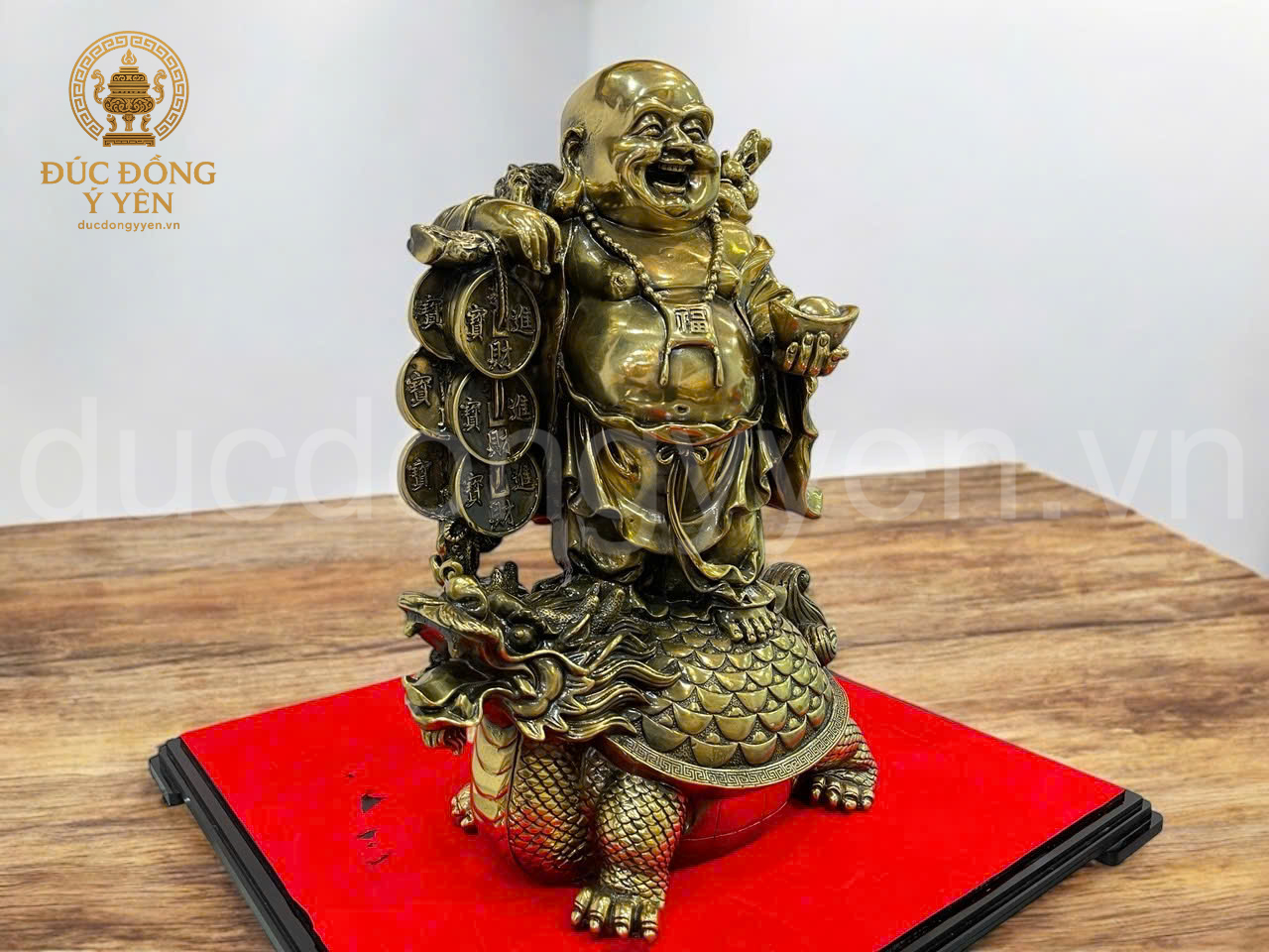 Tượng phật di lặc gánh tiền đúc đồng vàng làm màu giả cổ _thumbnail_0