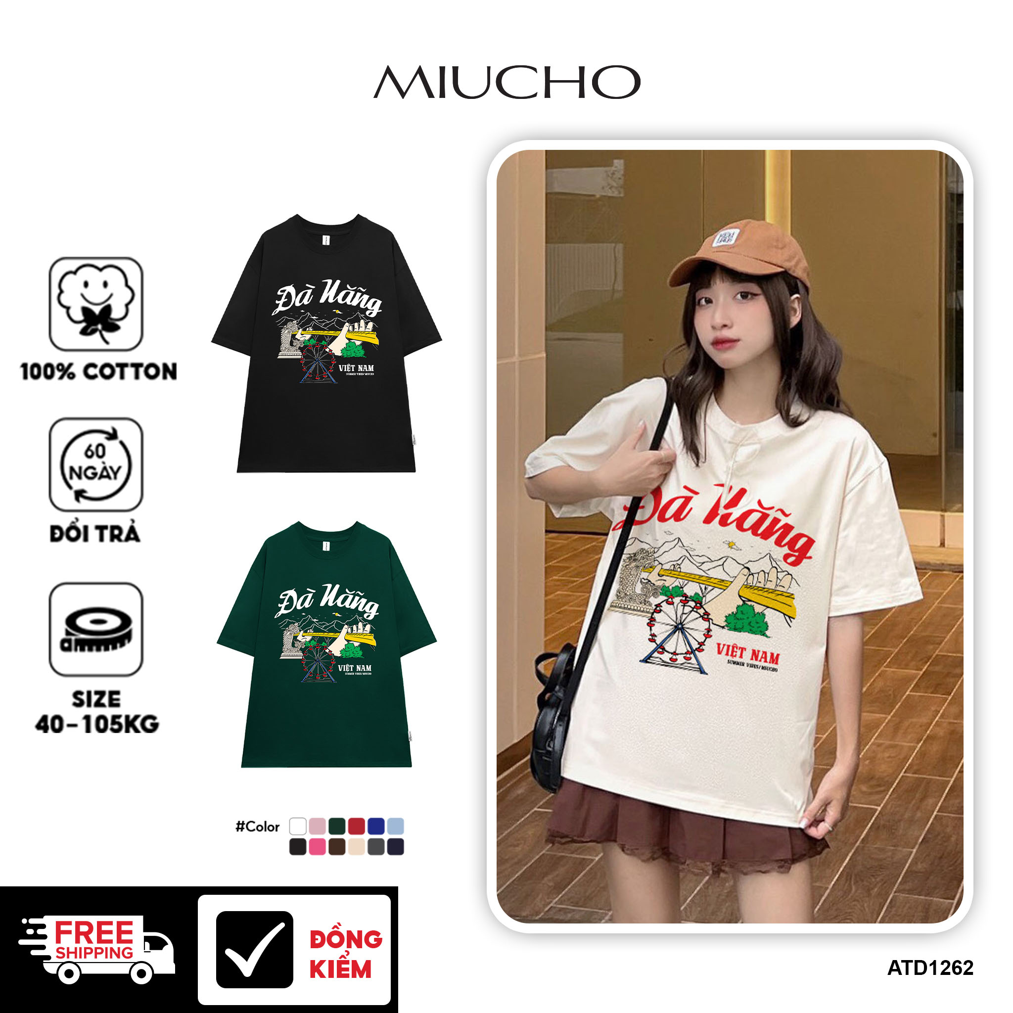 Áo thun du lịch Đà Nẵng ATD1262 Miucho vải cotton thoáng mát in mix_thumbnail_1