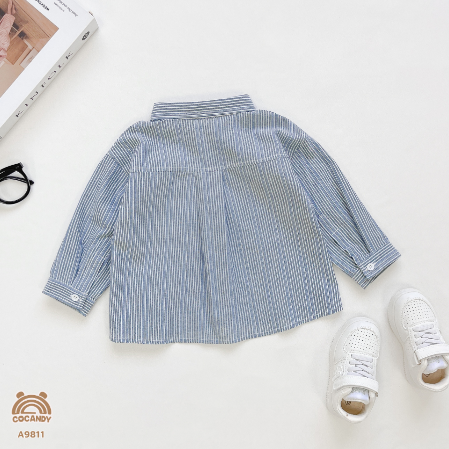 Áo dài kẻ XANH sơ mi phối túi mặt trăng_thumbnail_3