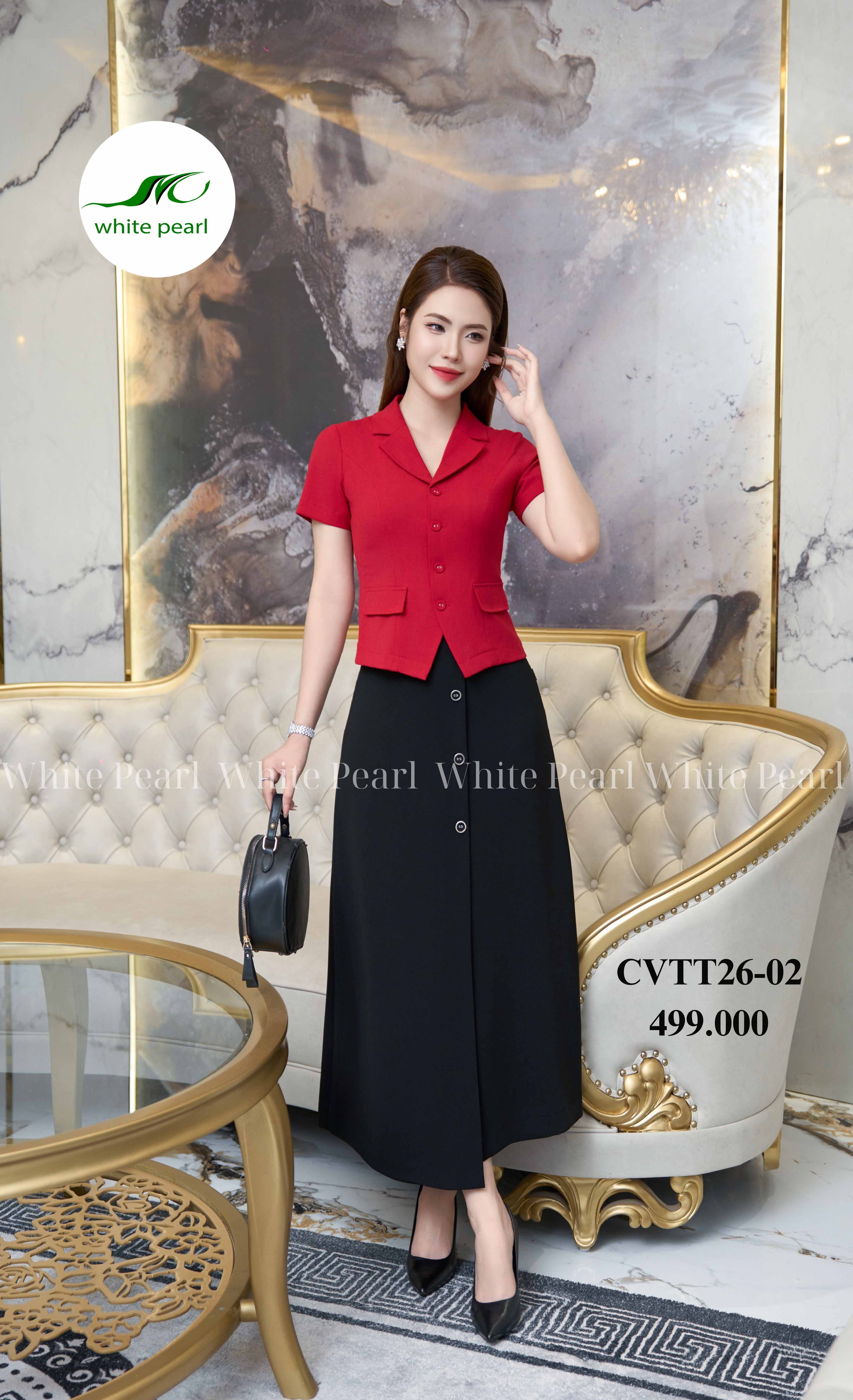 Áo cổ k vạt xéo thời trang công sở nữ White Pearl