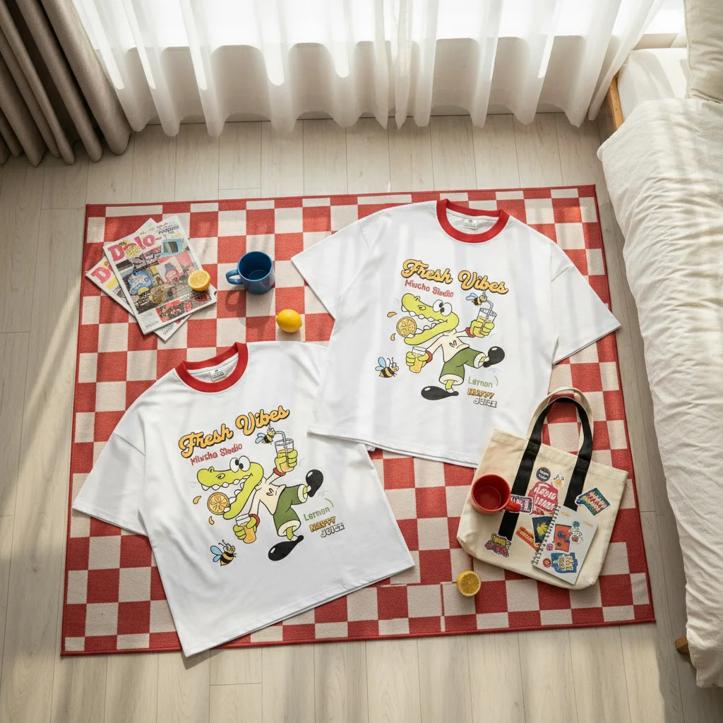 Áo thun boxy phối cổ đỏ hoạt hình dễ thương Miucho 3152_thumbnail_7