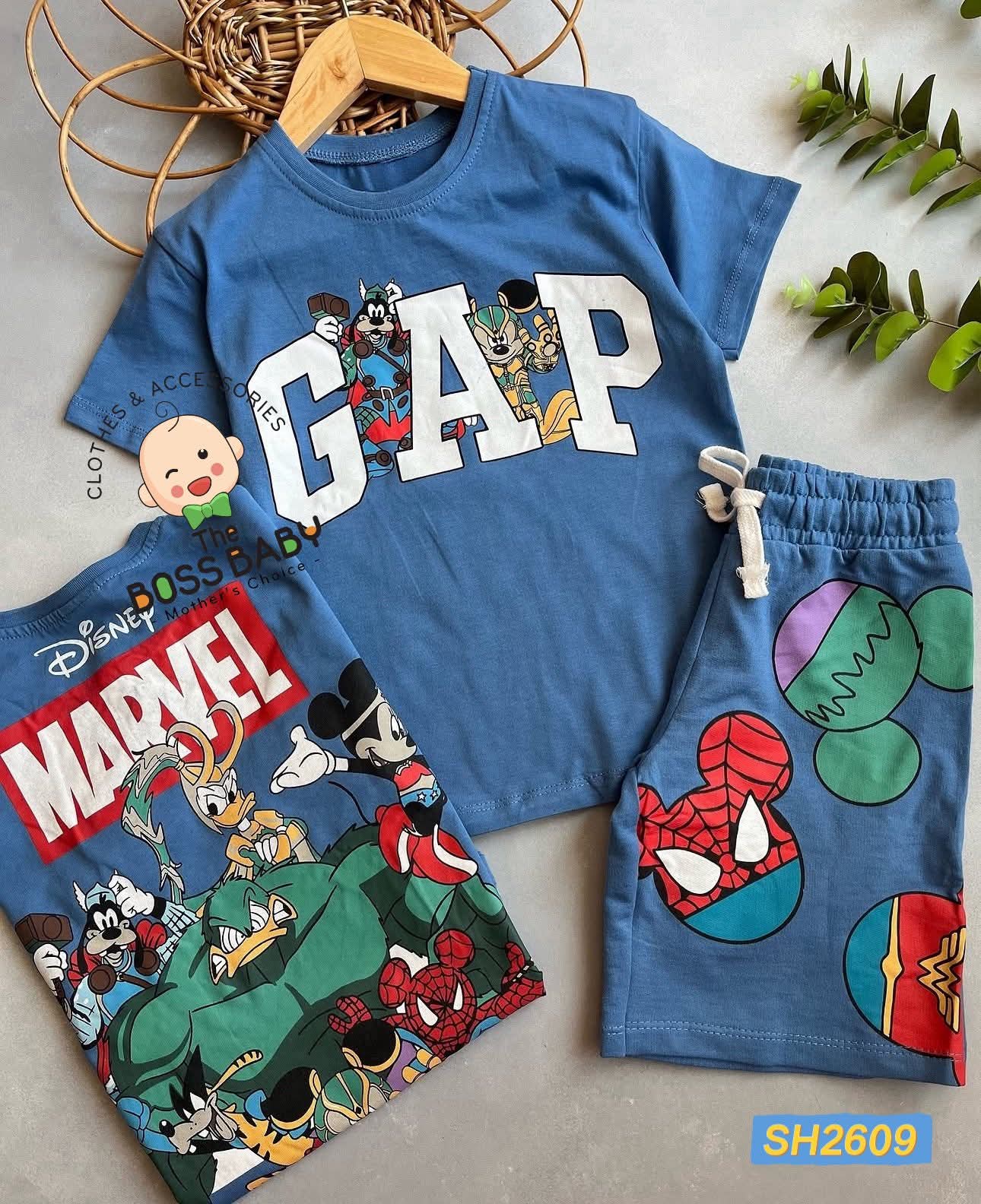 Set bộ cotton xanh GAP mickey siêu nhân
