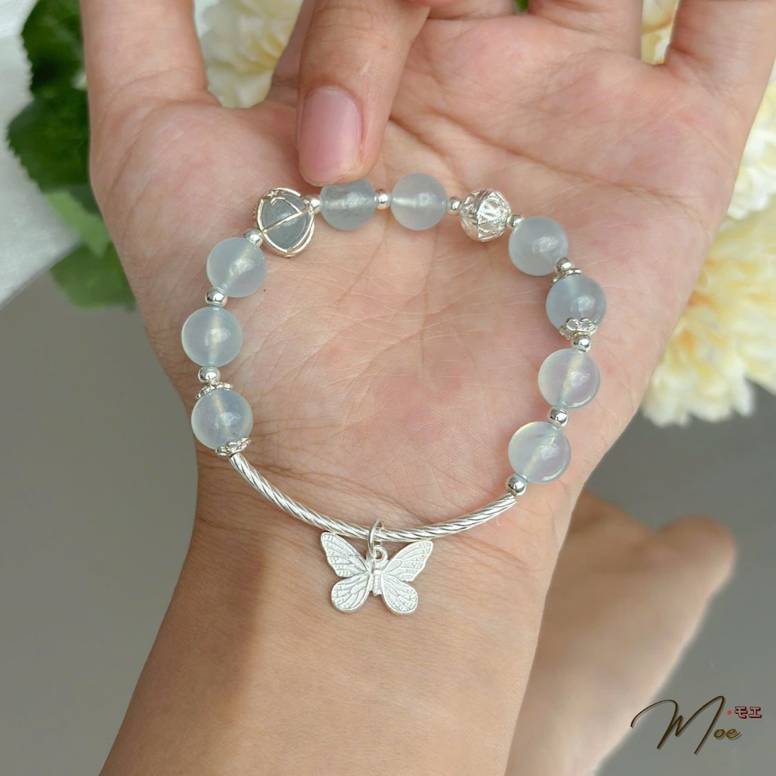 LT627 - Lắc tay aquamarine mix bạc hồ điệp_thumbnail_2