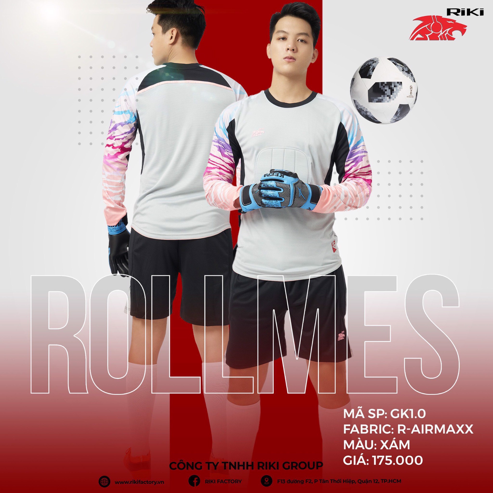 Bộ thủ môn Riki xám - XXL