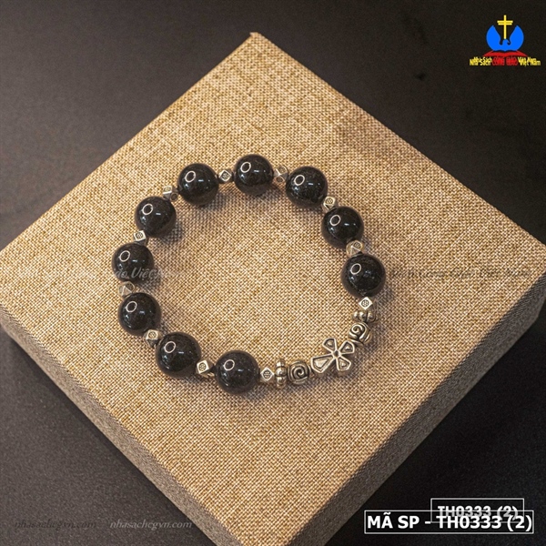 Tràng Hạt Đá Thạch Anh Tóc đen 10 ly mix bạc_thumbnail_1