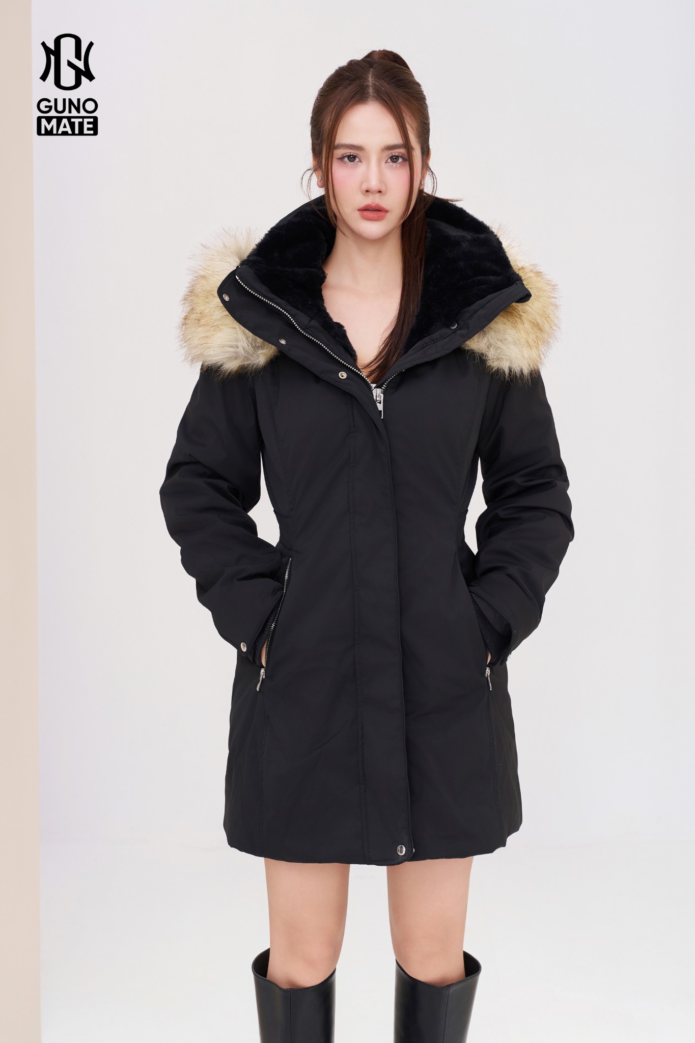 25AG147-Áo Parka GUNO lót lông 2 túi khóa lót lông cao cấp APWG2 010326